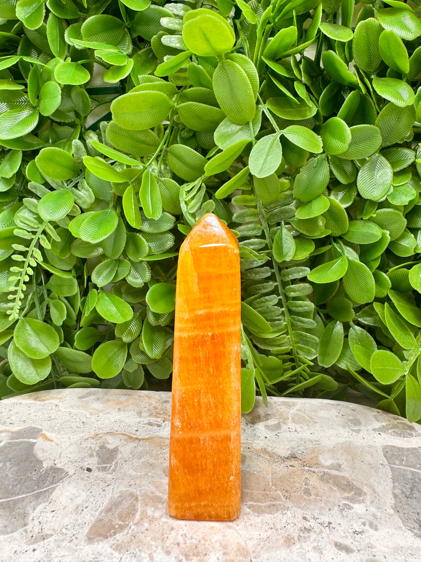 Crystalised Orange Calcite Point 156g
