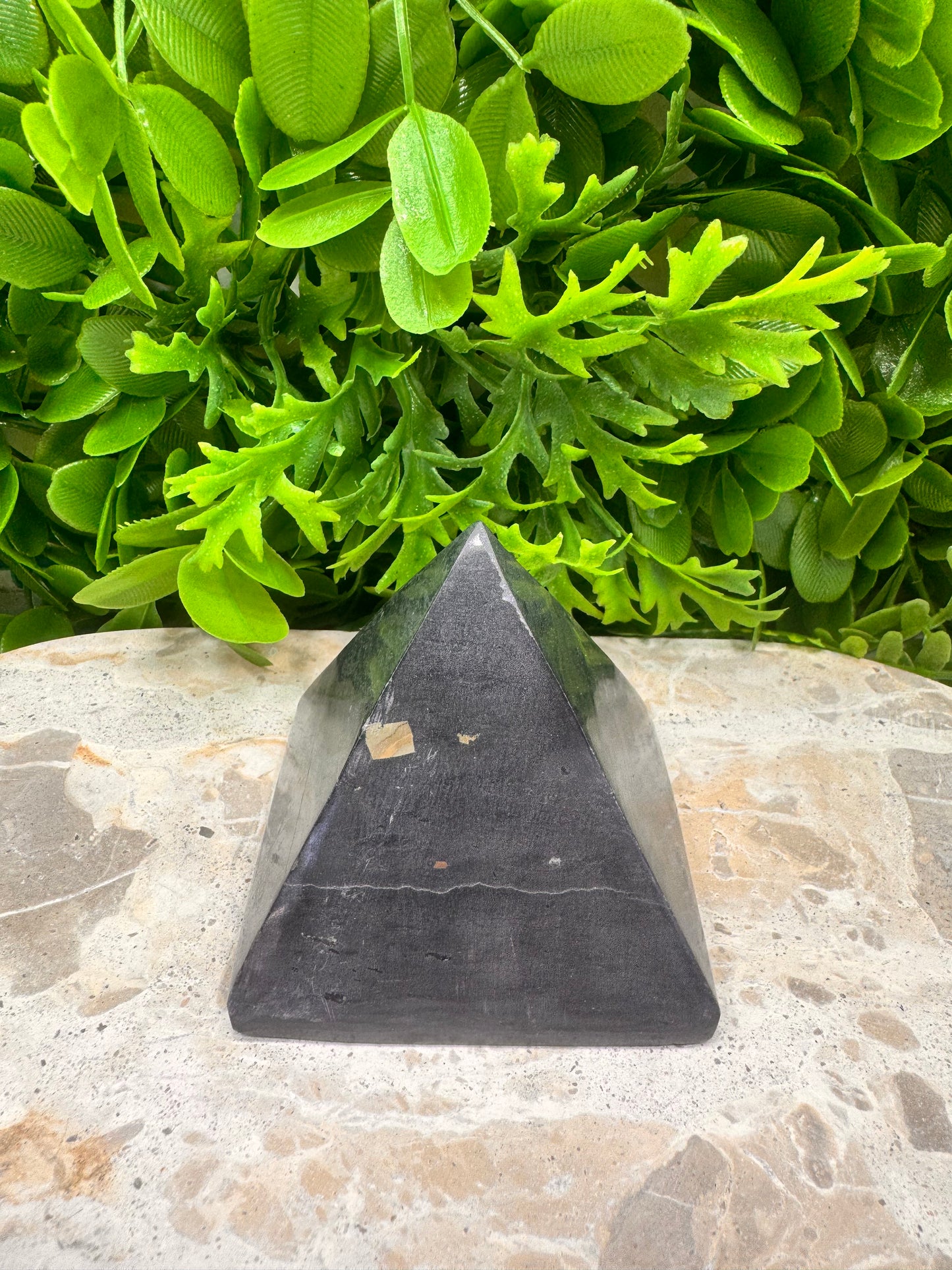 Black Jade with Pyrite Pyramid 352g