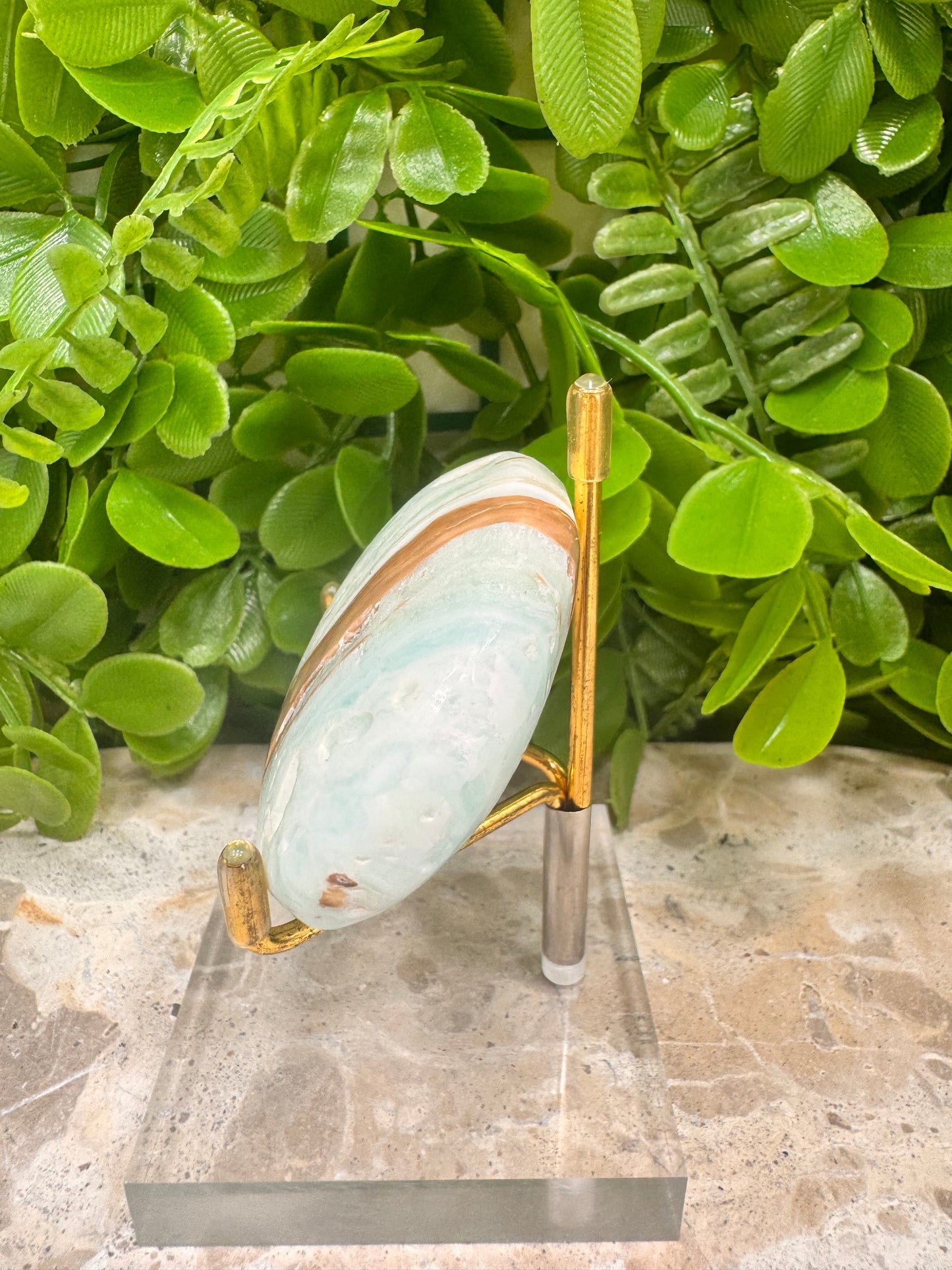 Blue Caribbean Calcite Palm Stone 126g