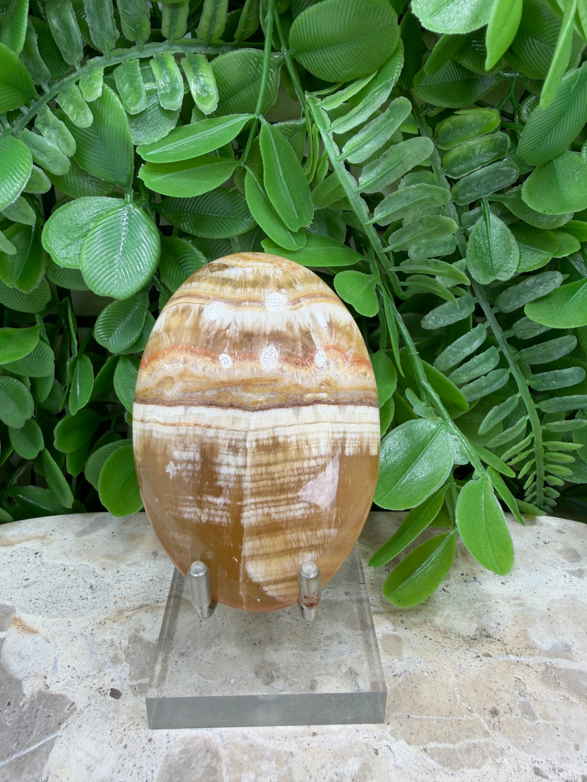 Honey Banded Calcite Palm Stone | Confidence • Motivation • Personal Power