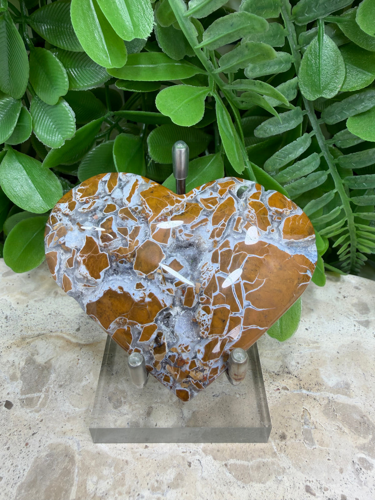 Brecciated Drusy Agate Heart | Strength • Grounding • Stability