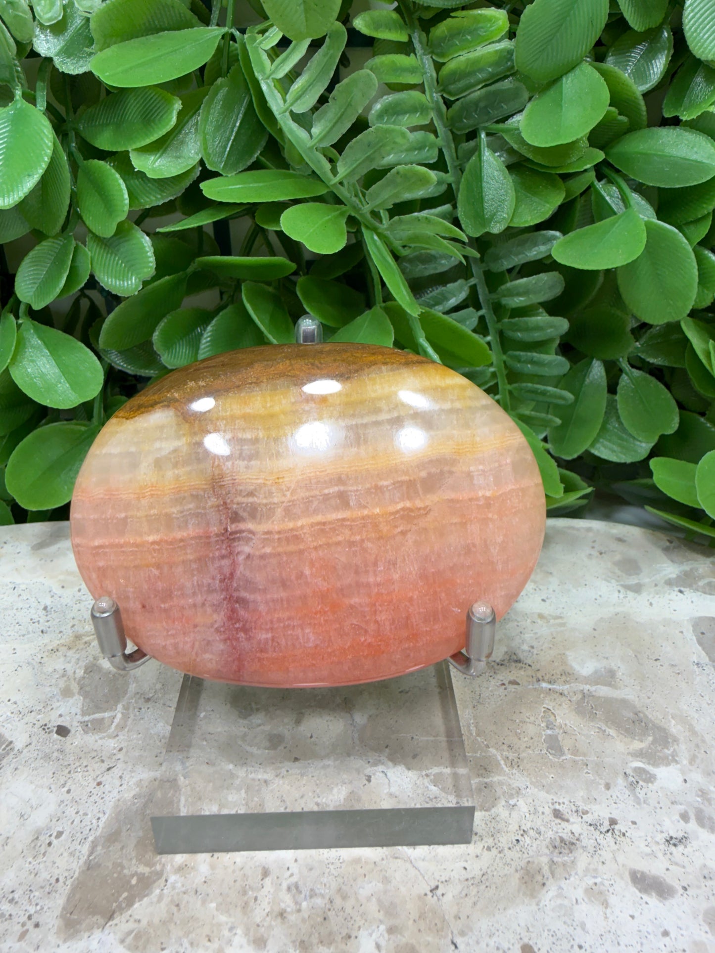 Peach Banded Calcite Palm 114g