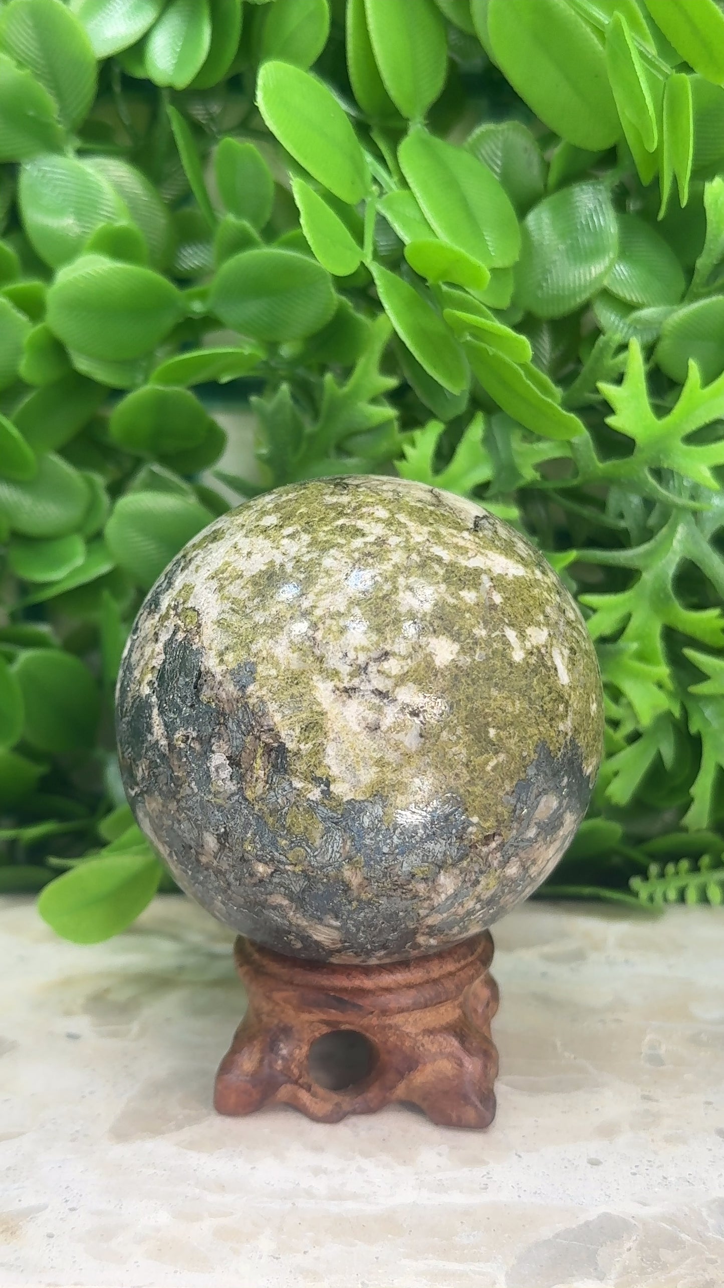 Epidote/Hematite with Quartz Sphere 606g