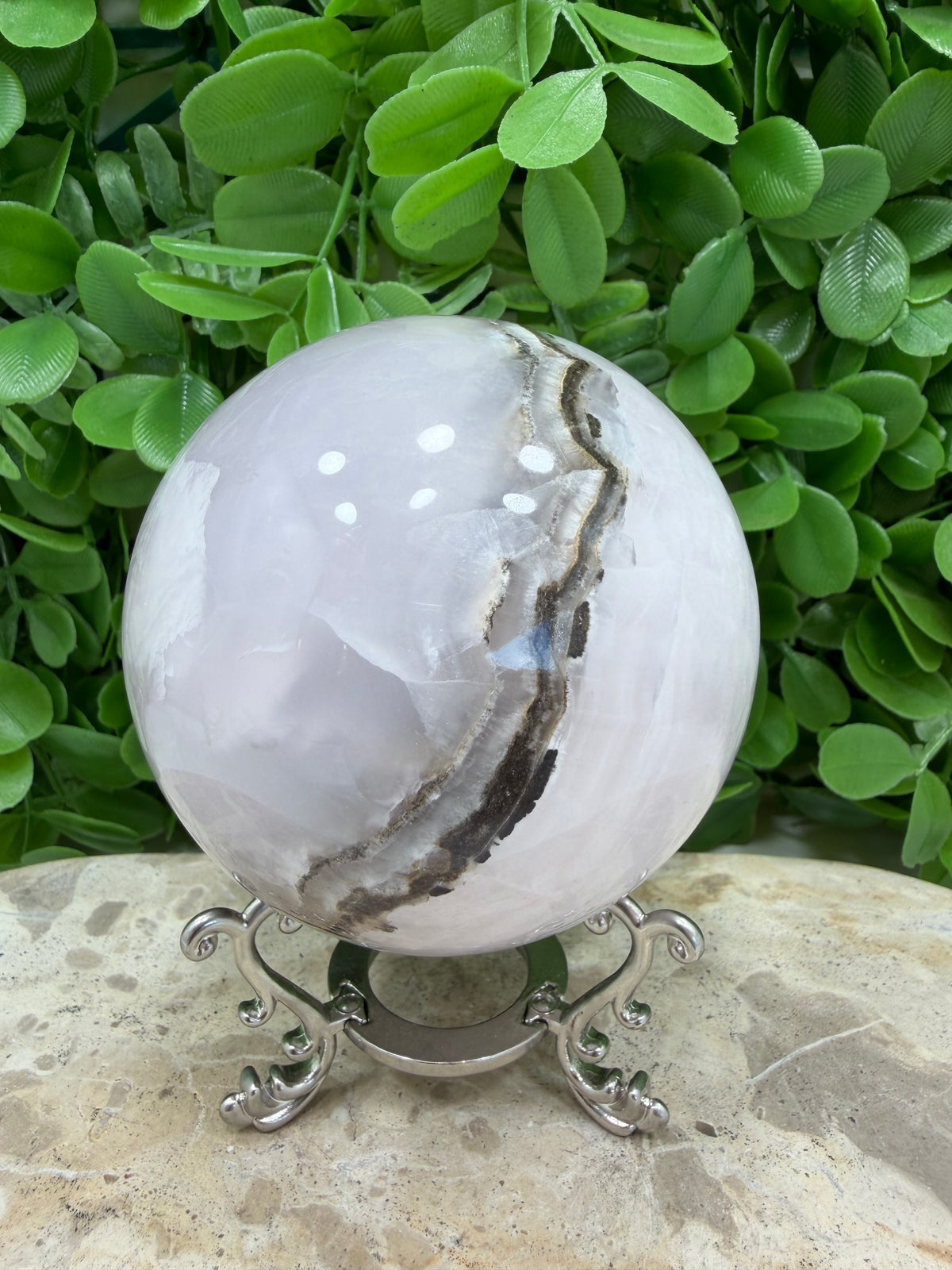 Smokey Pink Mangano UV Sphere 934g | Love • Compassion • Calm