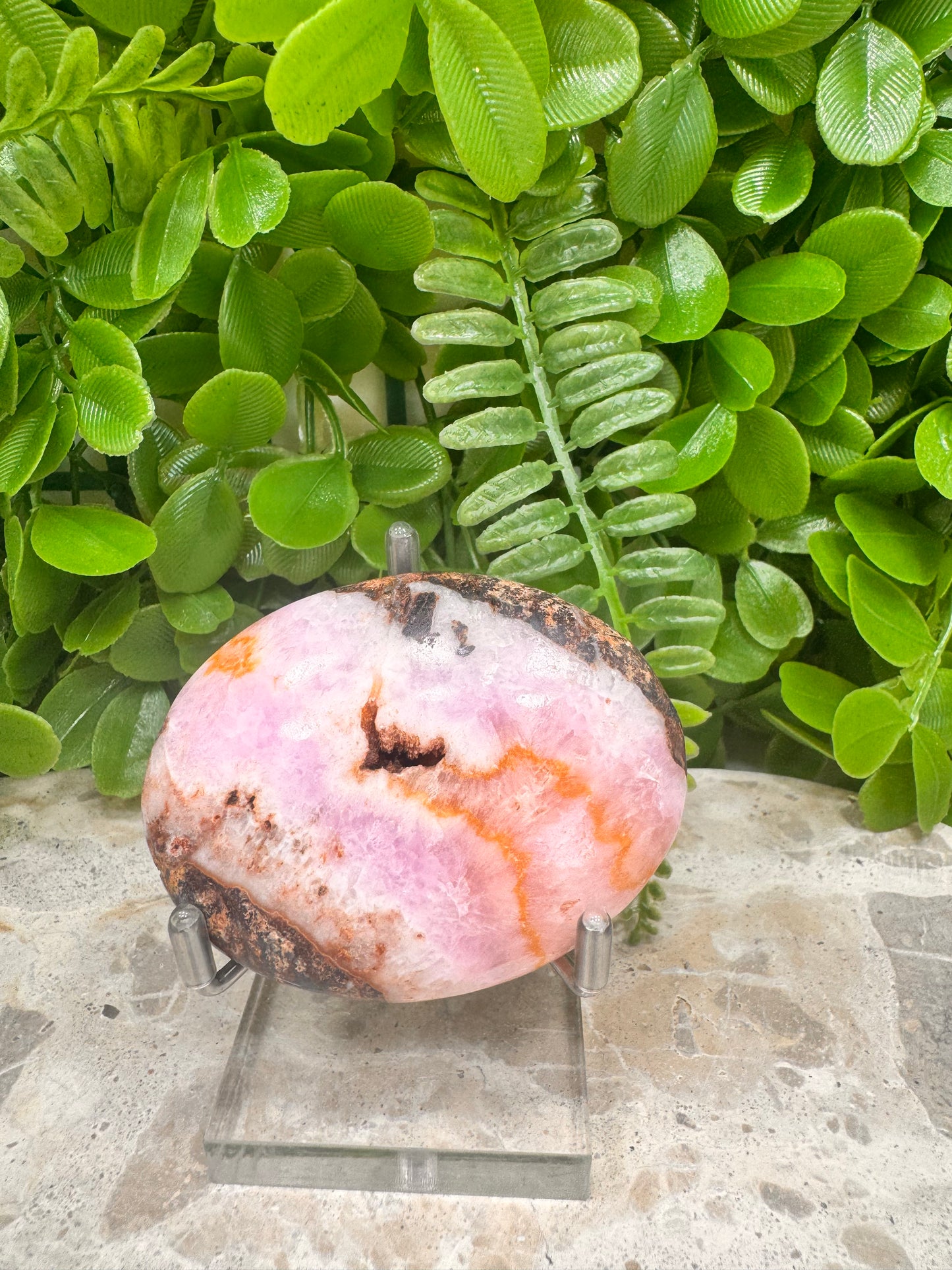 Pink Aragonite Palm Stone 132g