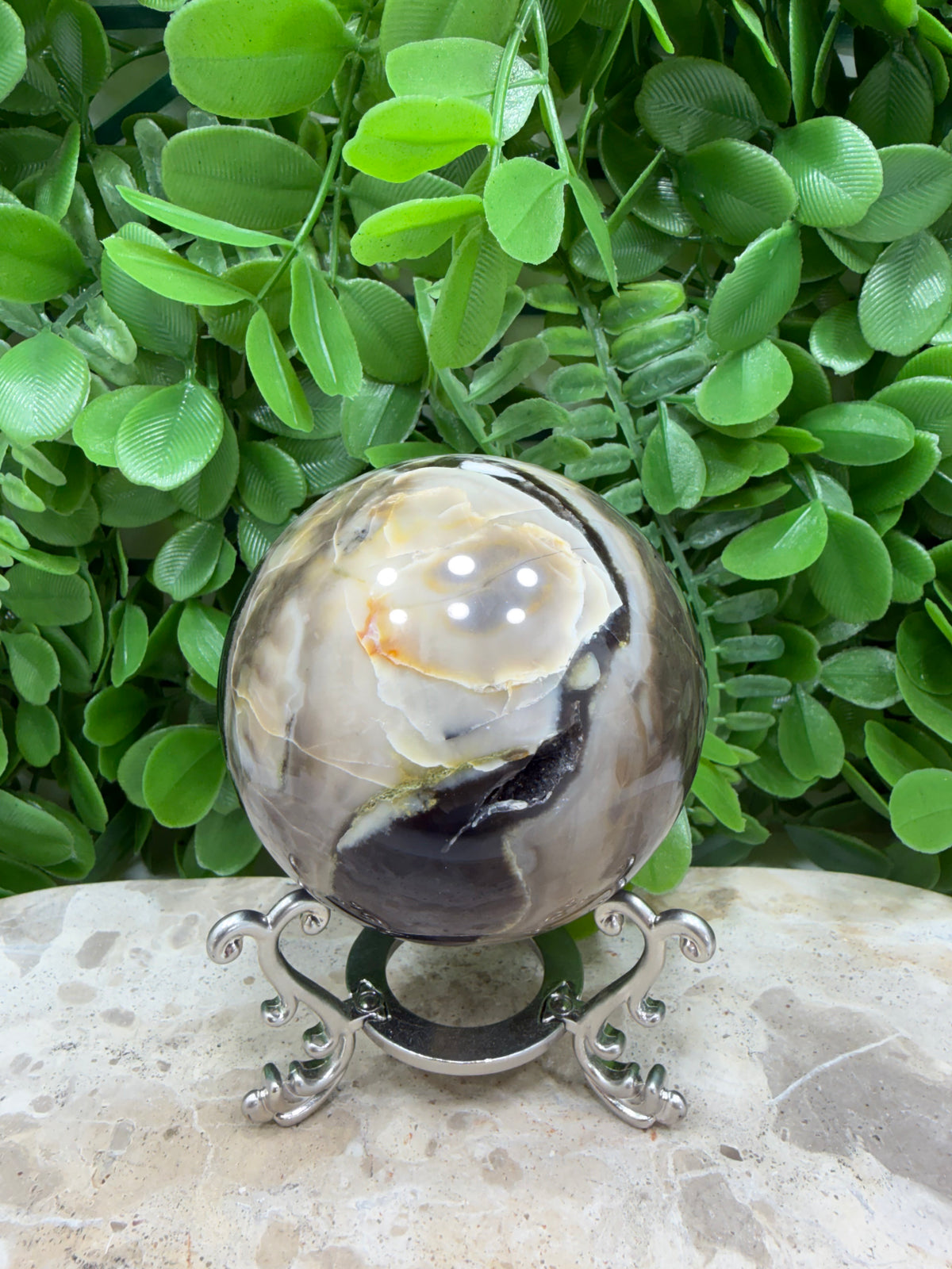 Volcanic Agate Sphere | Grounding • Protection • Strength