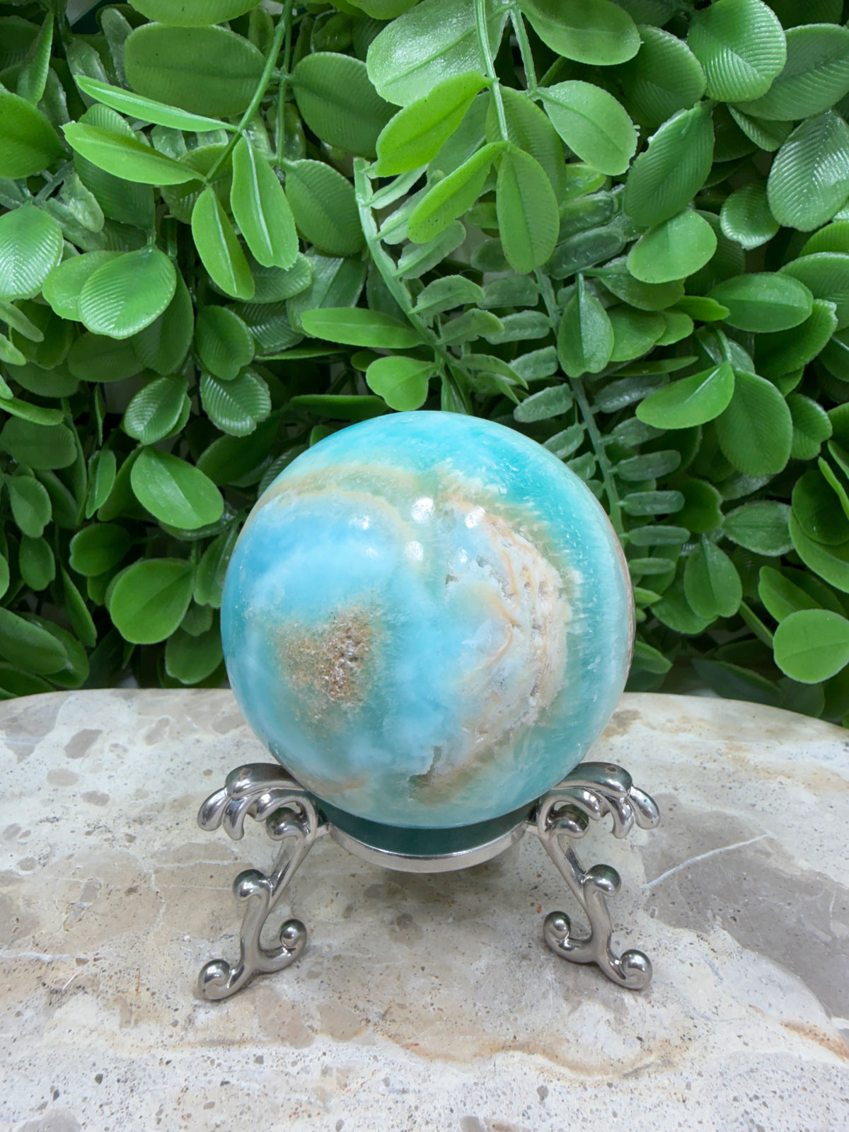 Blue Smithsonite Sphere | Calm • Compassion • Emotional Healing