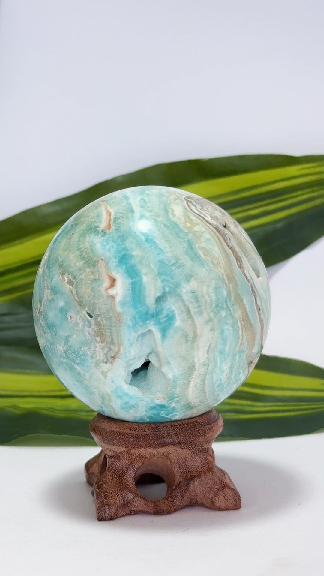 Blue Aragonite Sphere 418g