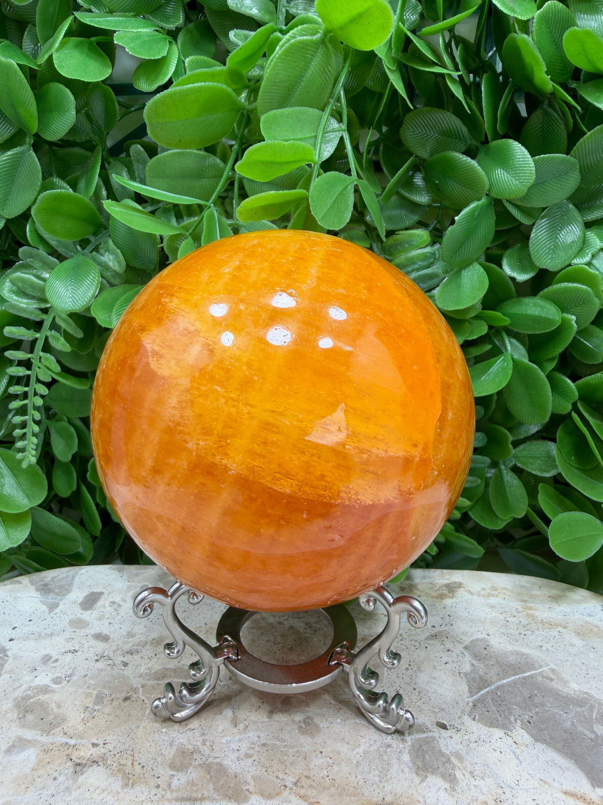 Crystallised Orange Calcite Sphere | Energy • Joy • Creativity