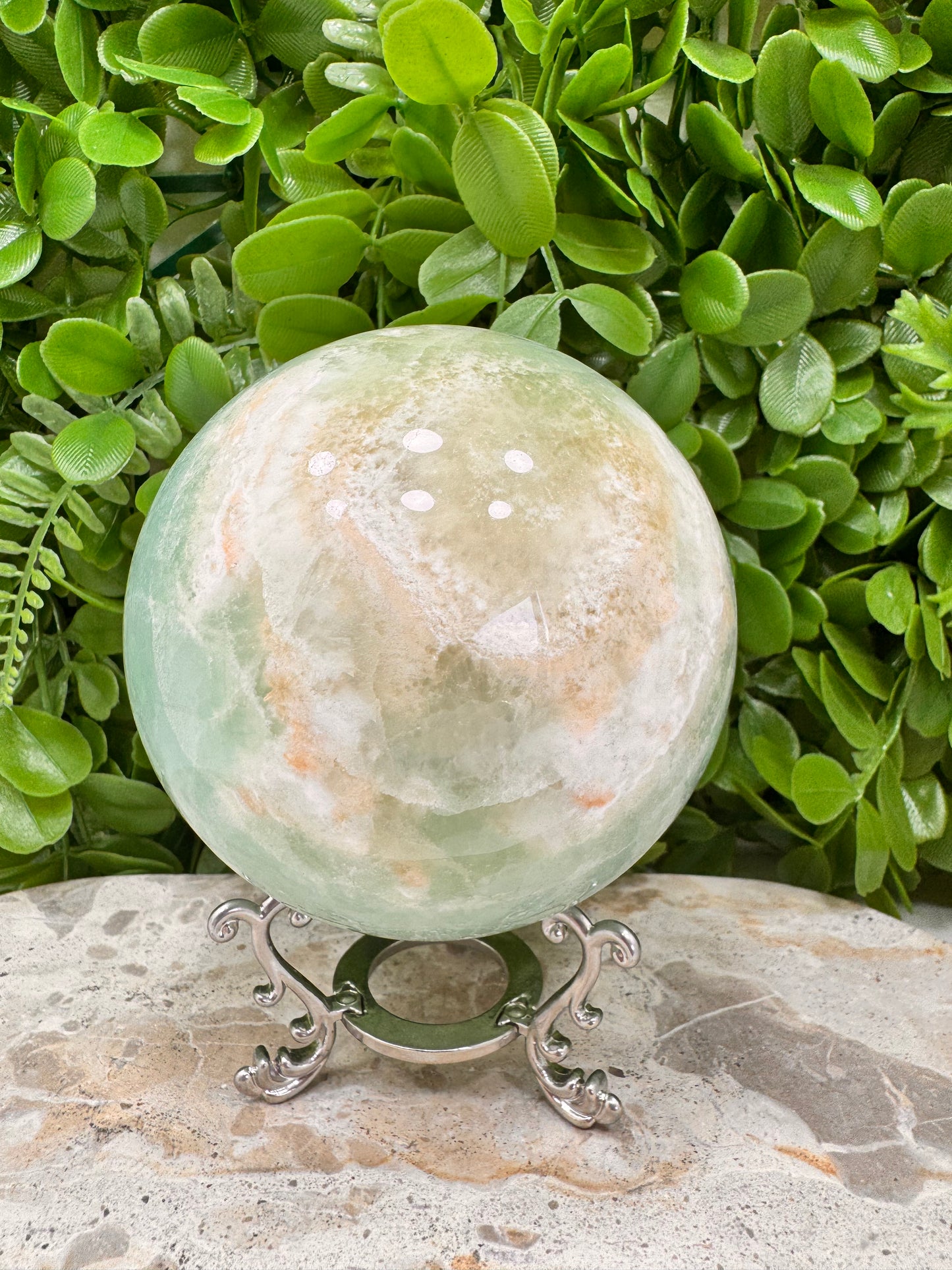 Pistachio Calcite Sphere 1484g