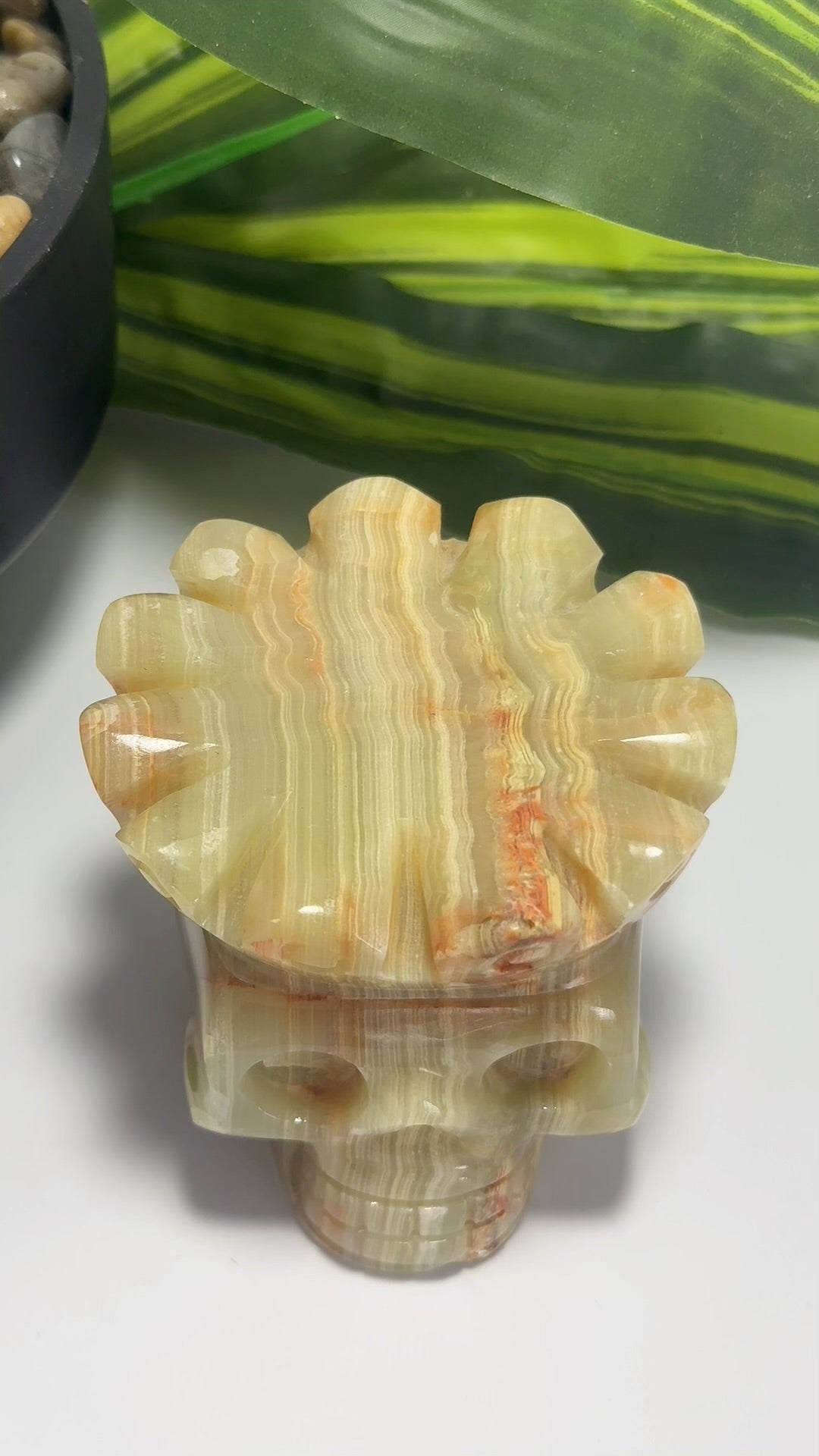 Green Banded Onyx Skull 722g