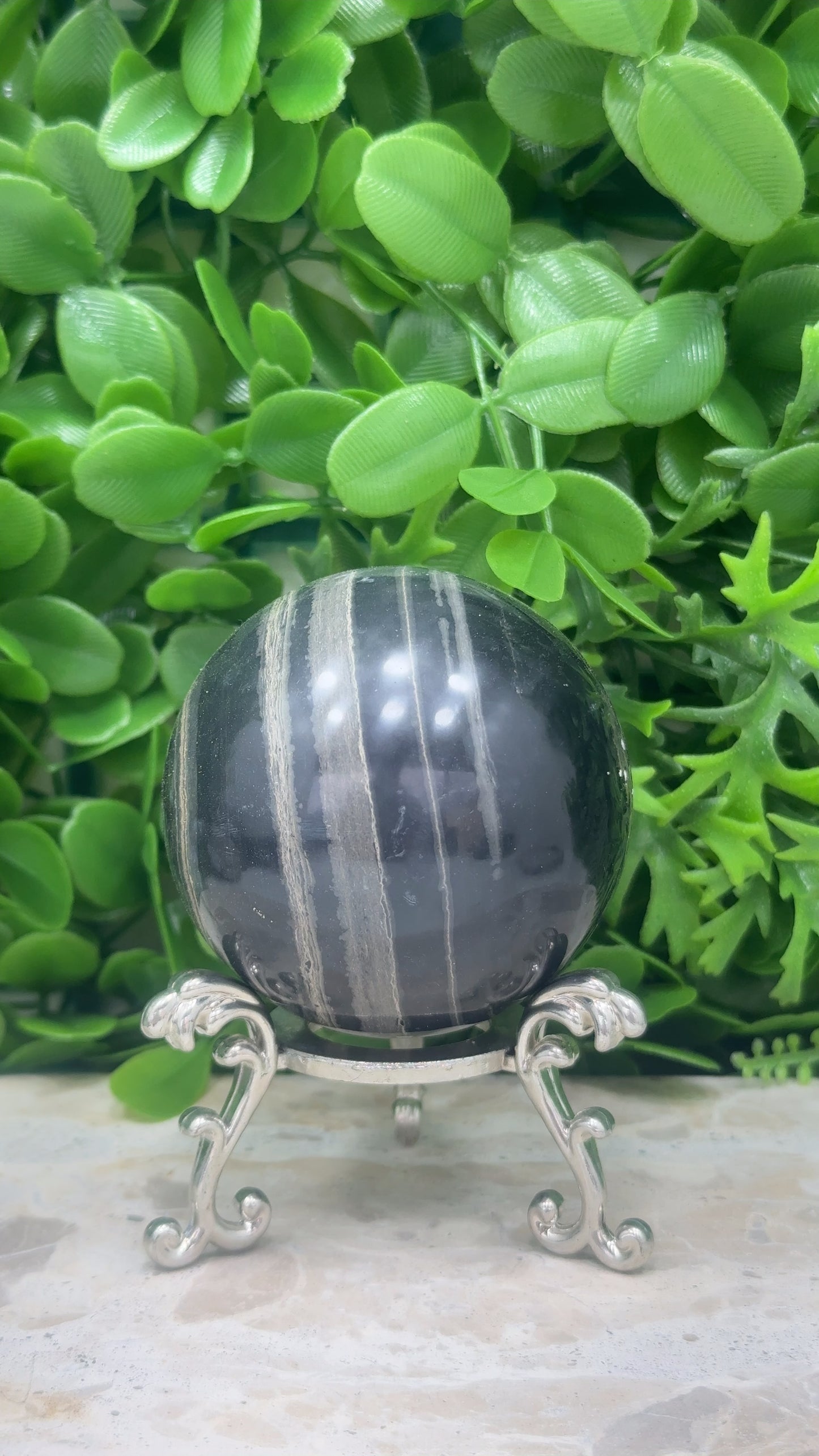 Black Banded Onyx Sphere 424g
