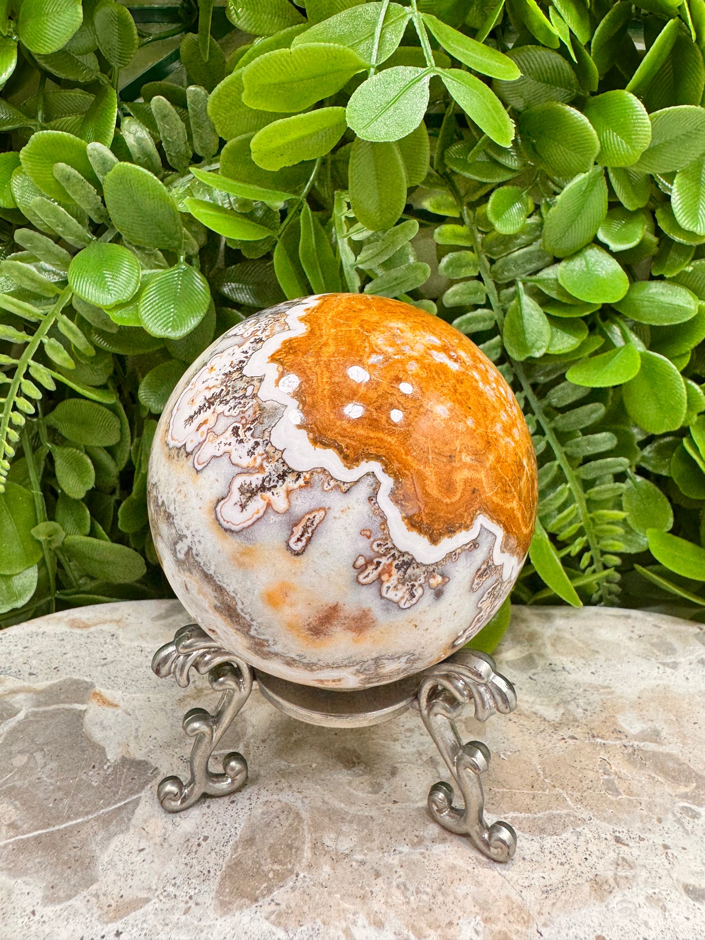 Dendritic Ocean Root Jasper Sphere 558g