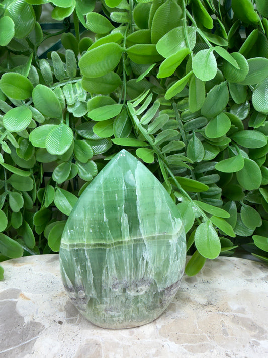 Emerald Kiwi Calcite Flame 266g