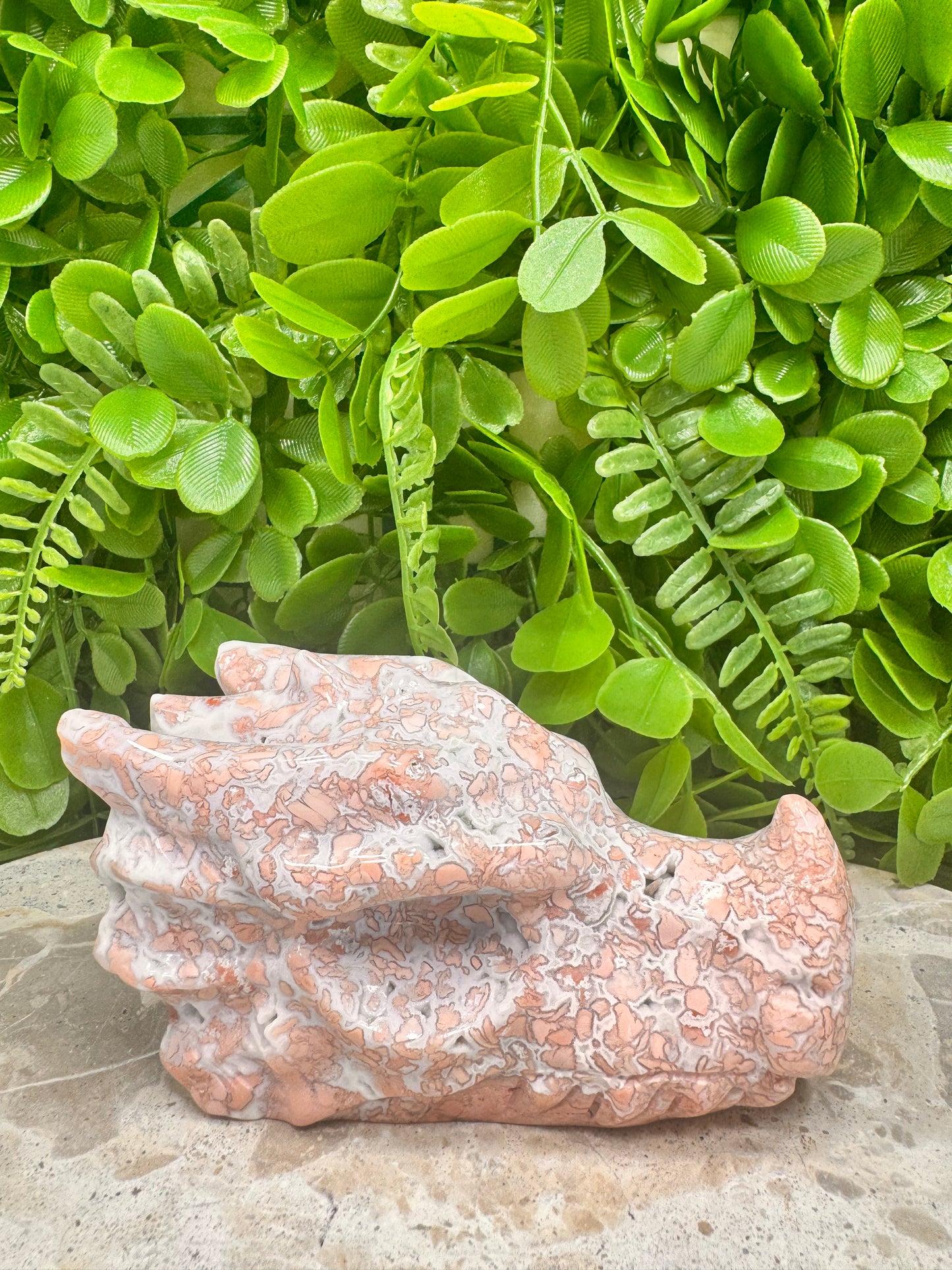 Pink Agate Dragon Skull 635g