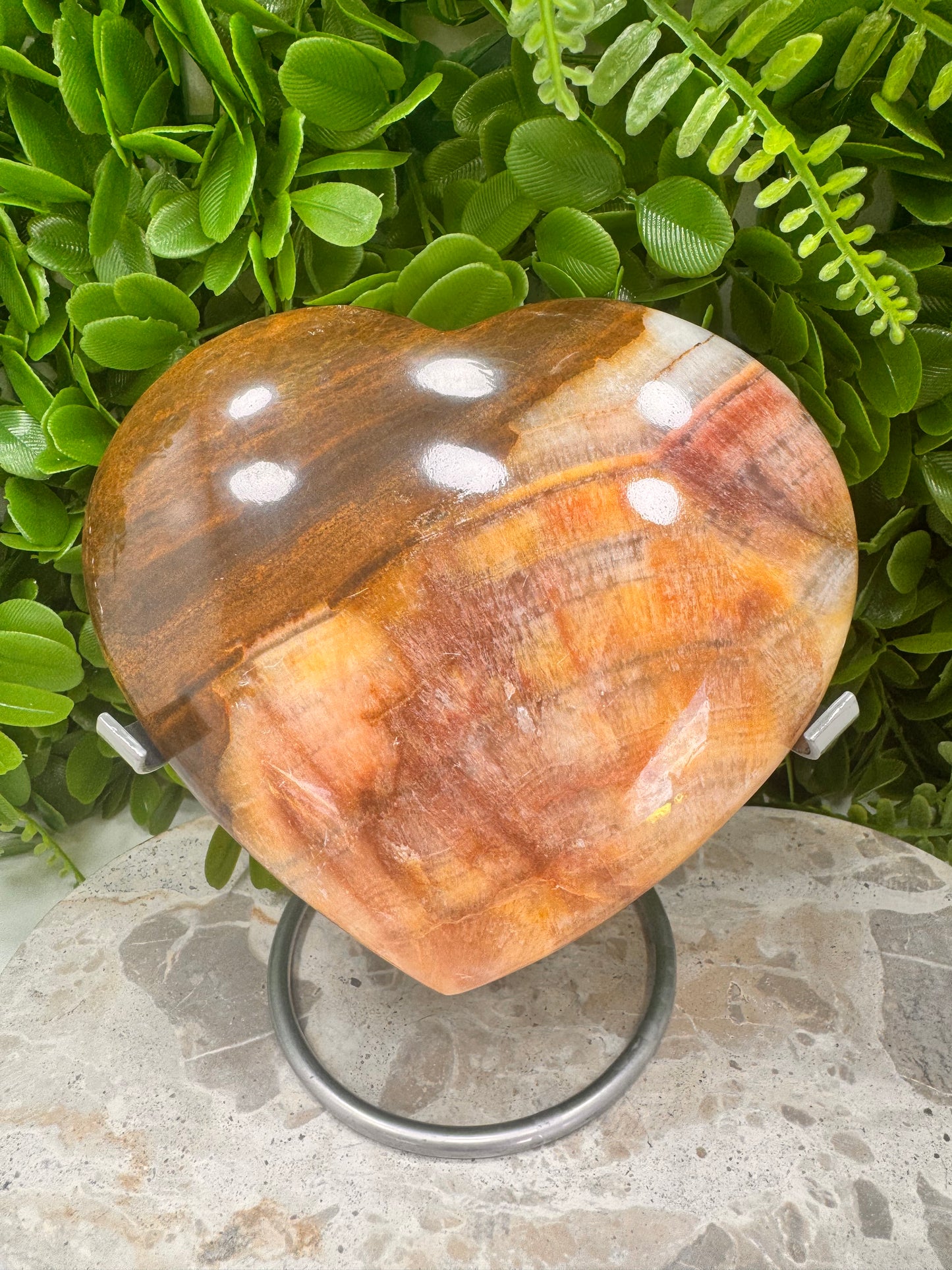 Peach Banded Calcite Heart 918g