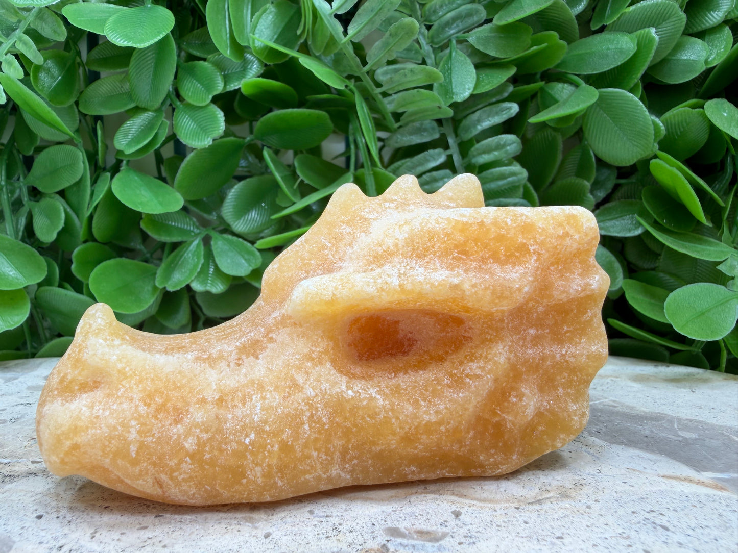 Orange Calcite Dragon Skull 238g