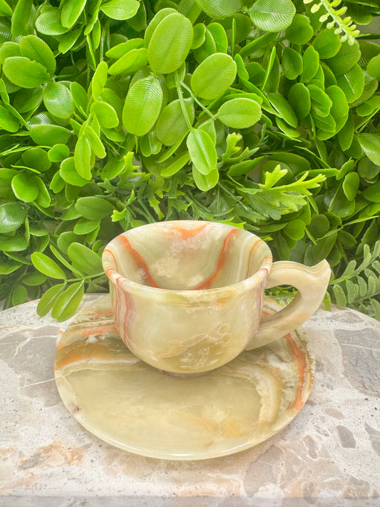 Green Banded Onyx Tea Set 2pce 398g