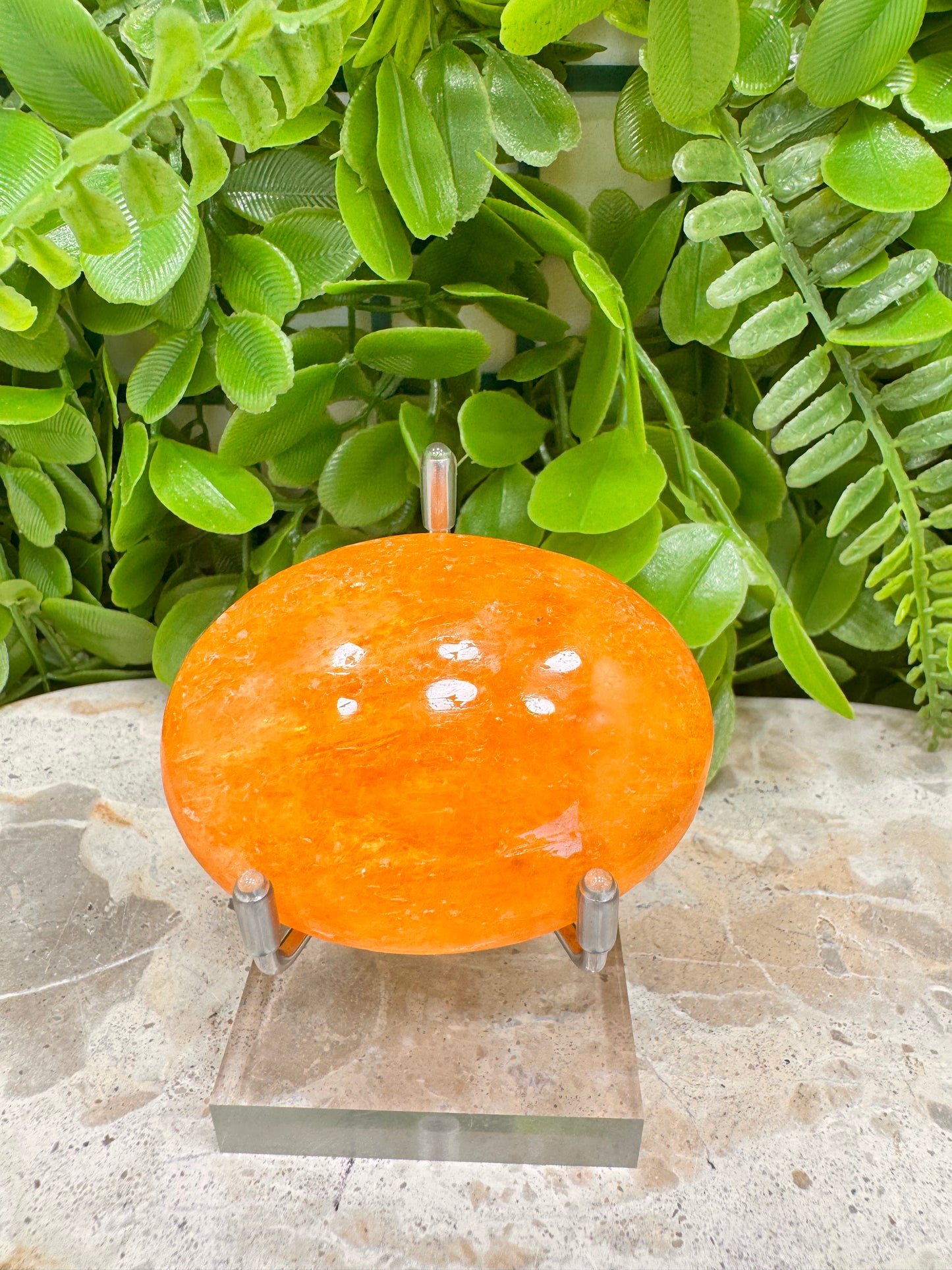 Crystalized Orange Calcite Palm Stone 108g