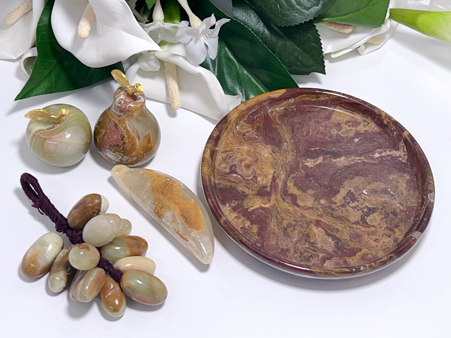 Green Banded Onyx Fruit Plate 5pce 620g