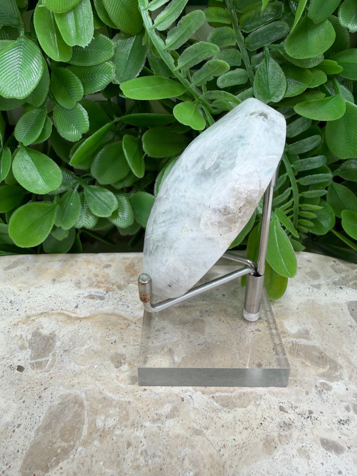 Rainbow Moonstone Palm Stone | Intuition • New Beginnings • Emotional Balance