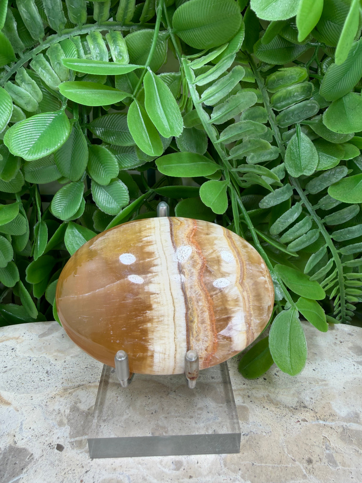 Honey Banded Calcite Palm Stone | Confidence • Motivation • Personal Power