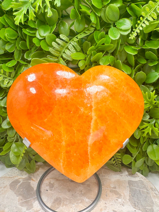 Crystalized Orange Calcite Heart 2060g