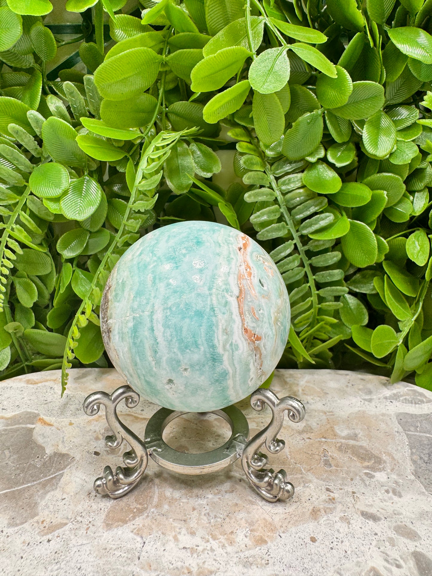 Blue Aragonite Sphere 382g