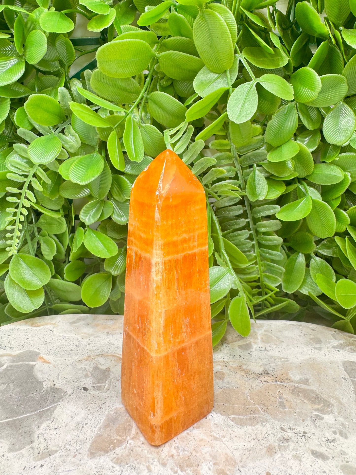Crystalised Orange Calcite Point 196g