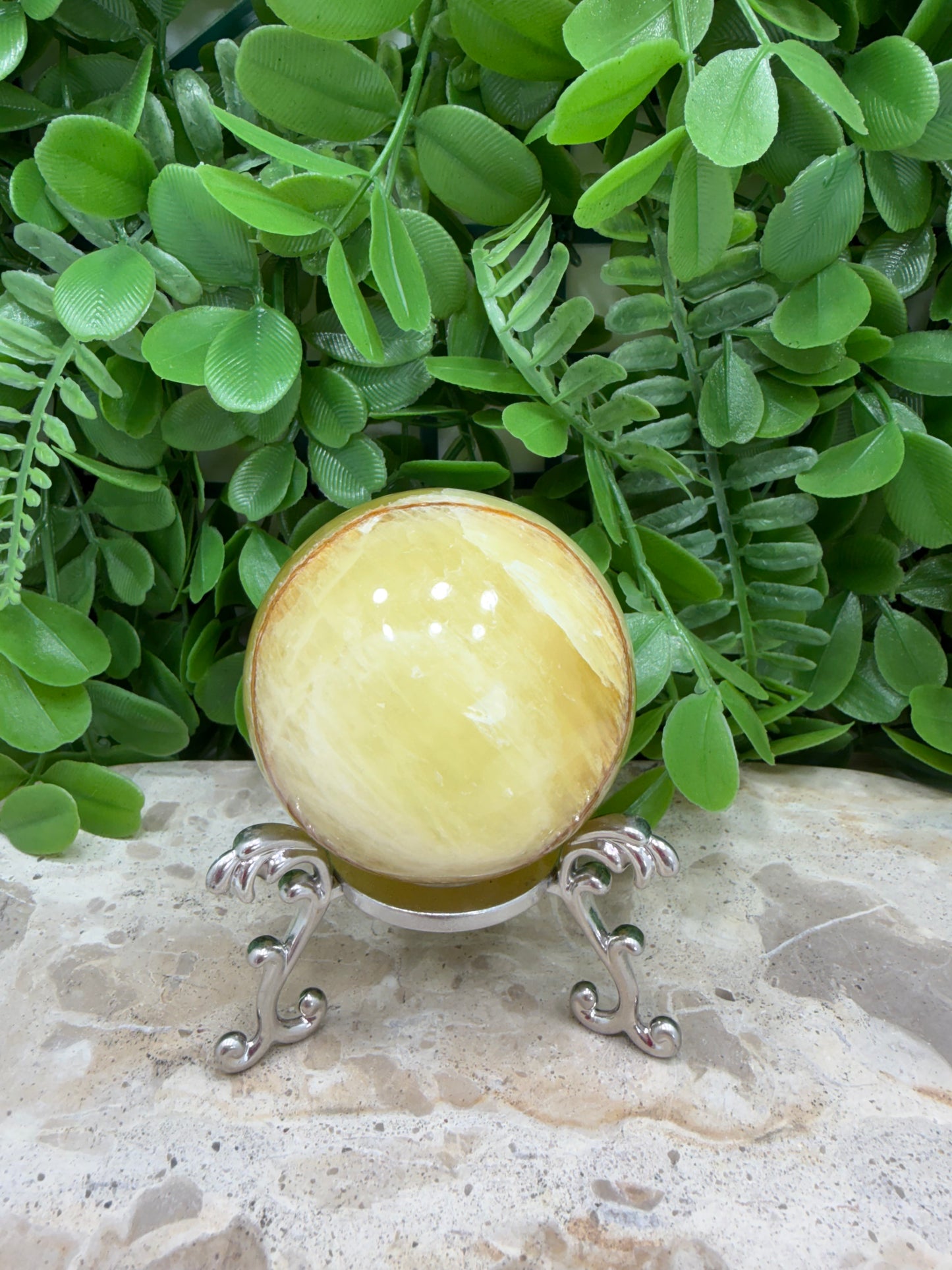 Lemon Banded Calcite Sphere 300g