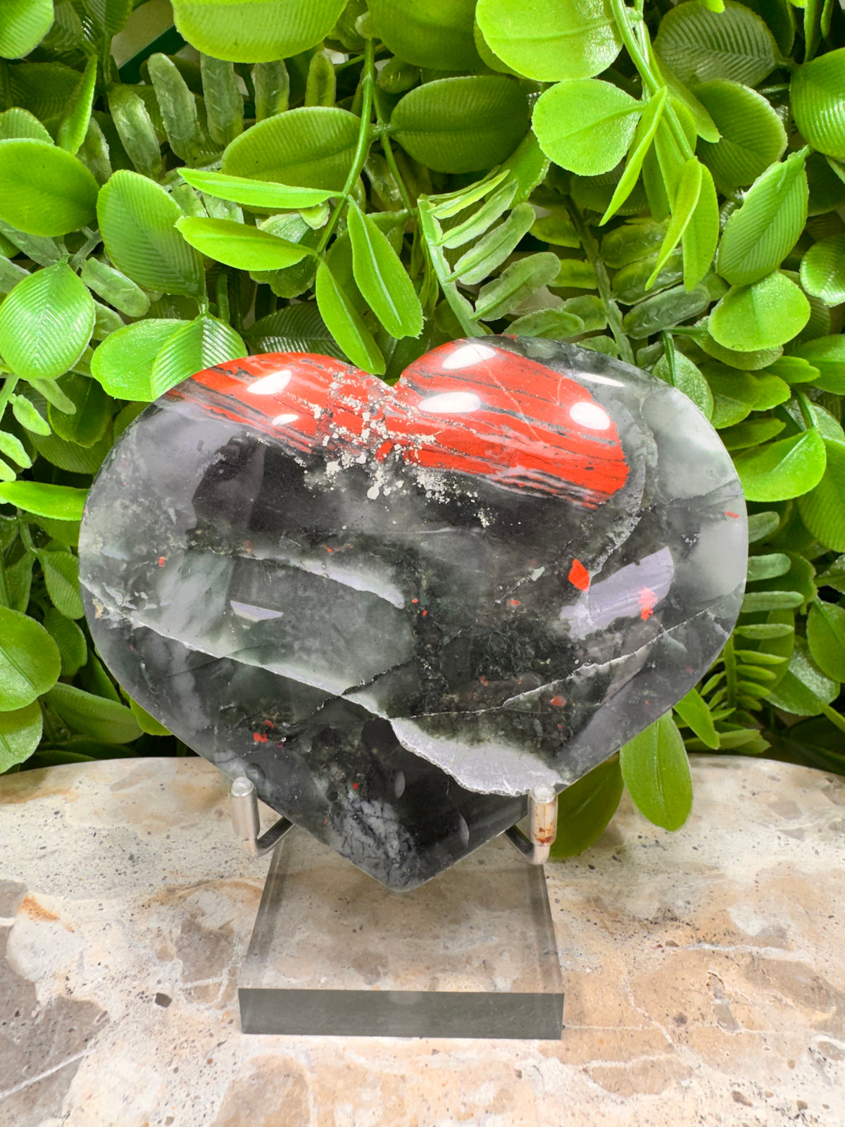 African Bloodstone Heart | Strength • Courage • Vitality