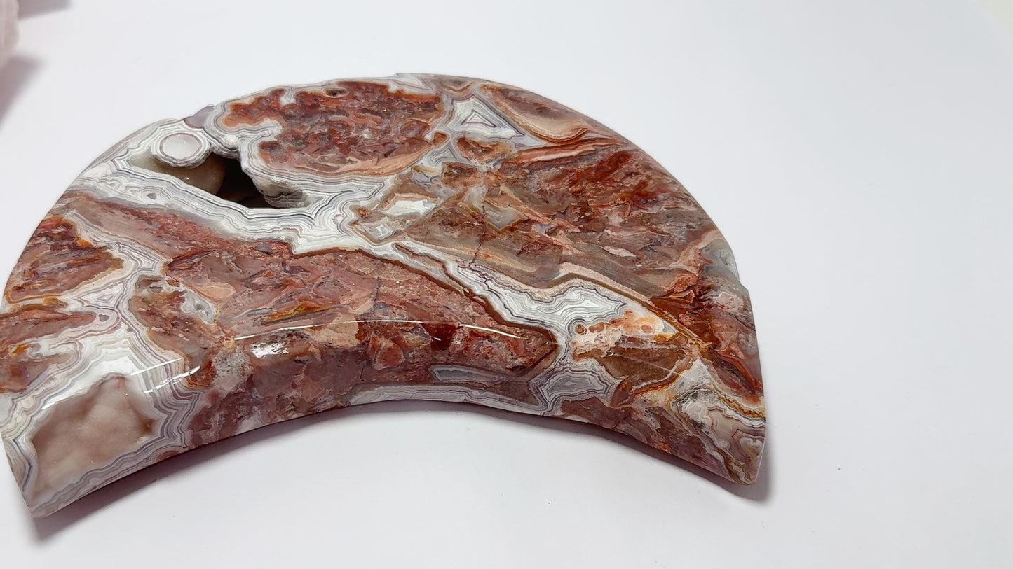 Mexican Agate Moon with Stand 730g