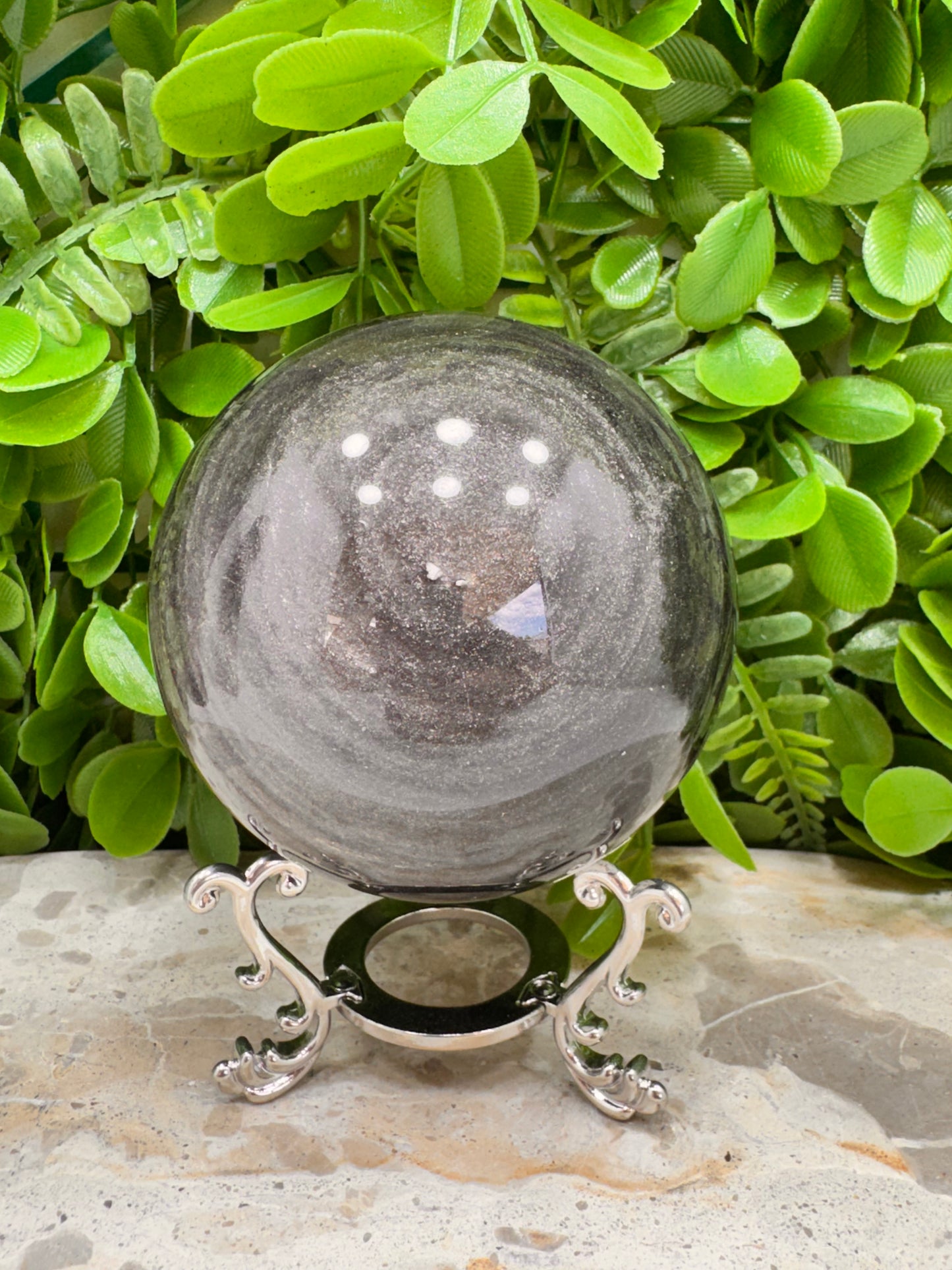 Silver Sheen Obsidian Sphere 698g