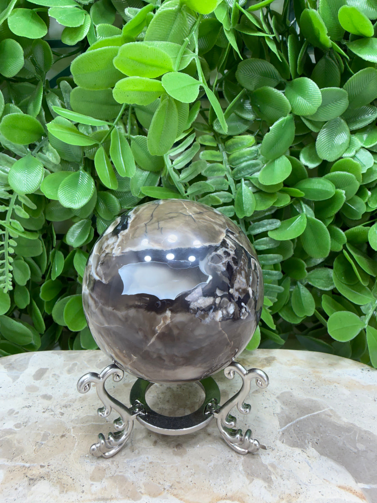 Volcanic Agate Sphere | Grounding • Protection • Strength