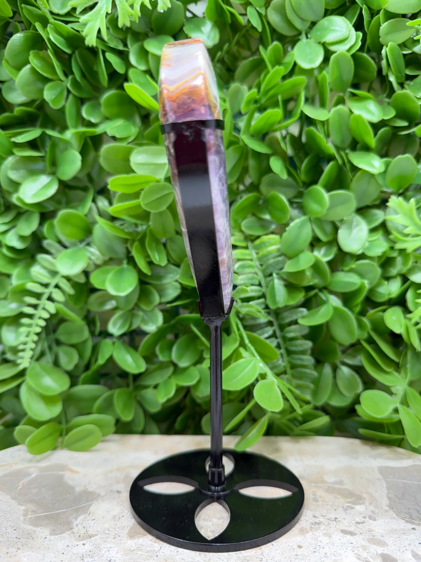 Amethyst Mexican Agate Heart with Stand 392g