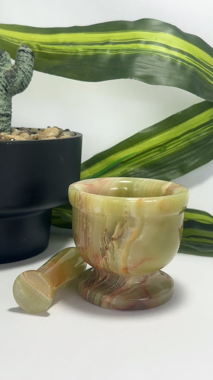 Mortar & Pestle Green banded Onyx 442g