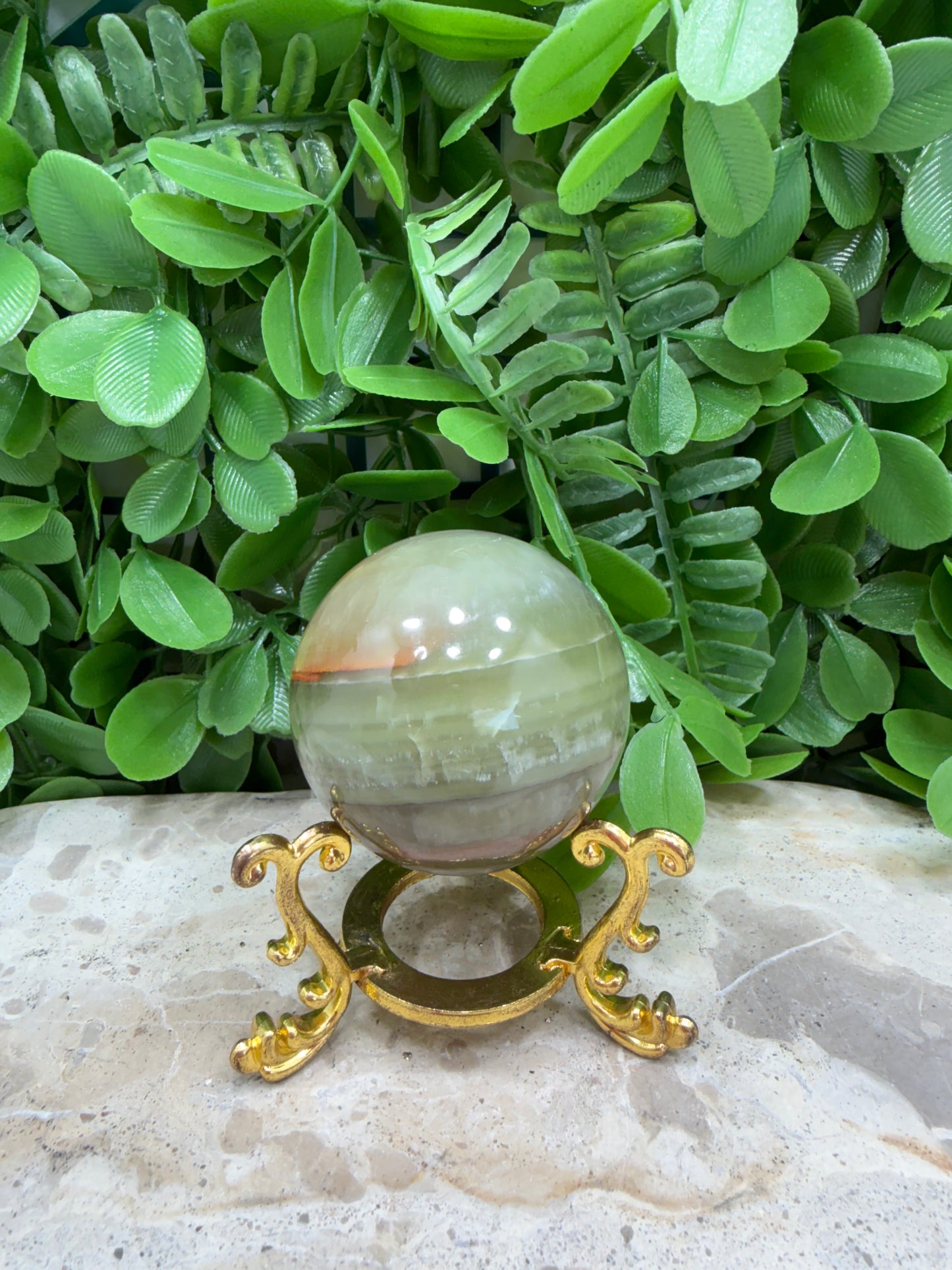 Green Banded Onyx Sphere 182g