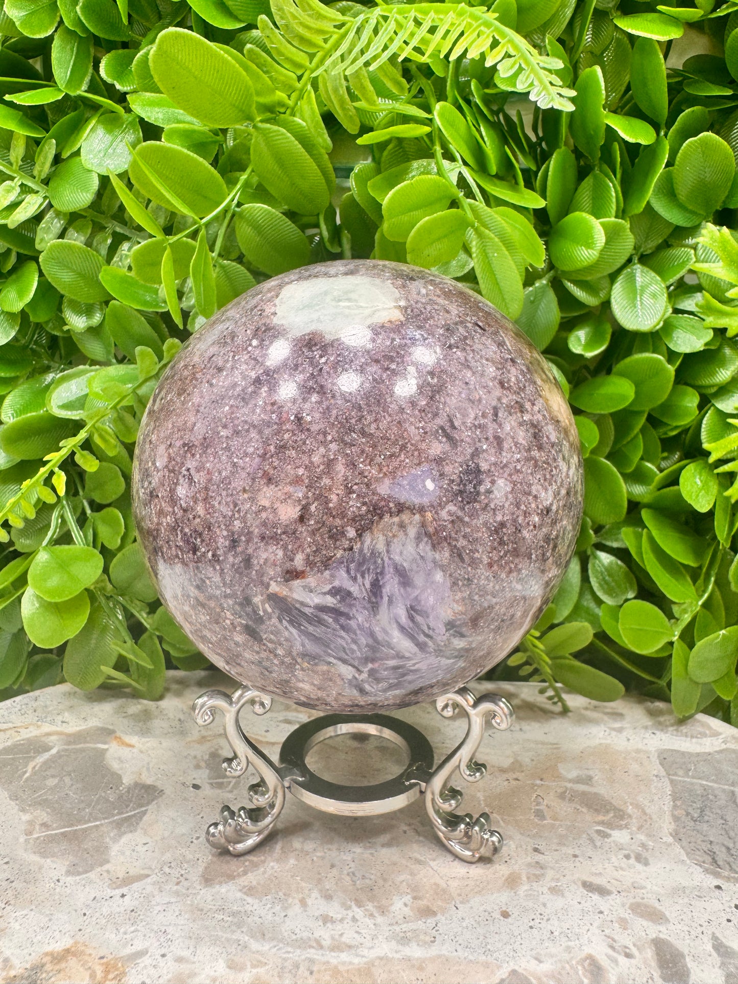 Lepidolite Unicorn Sphere 1294g
