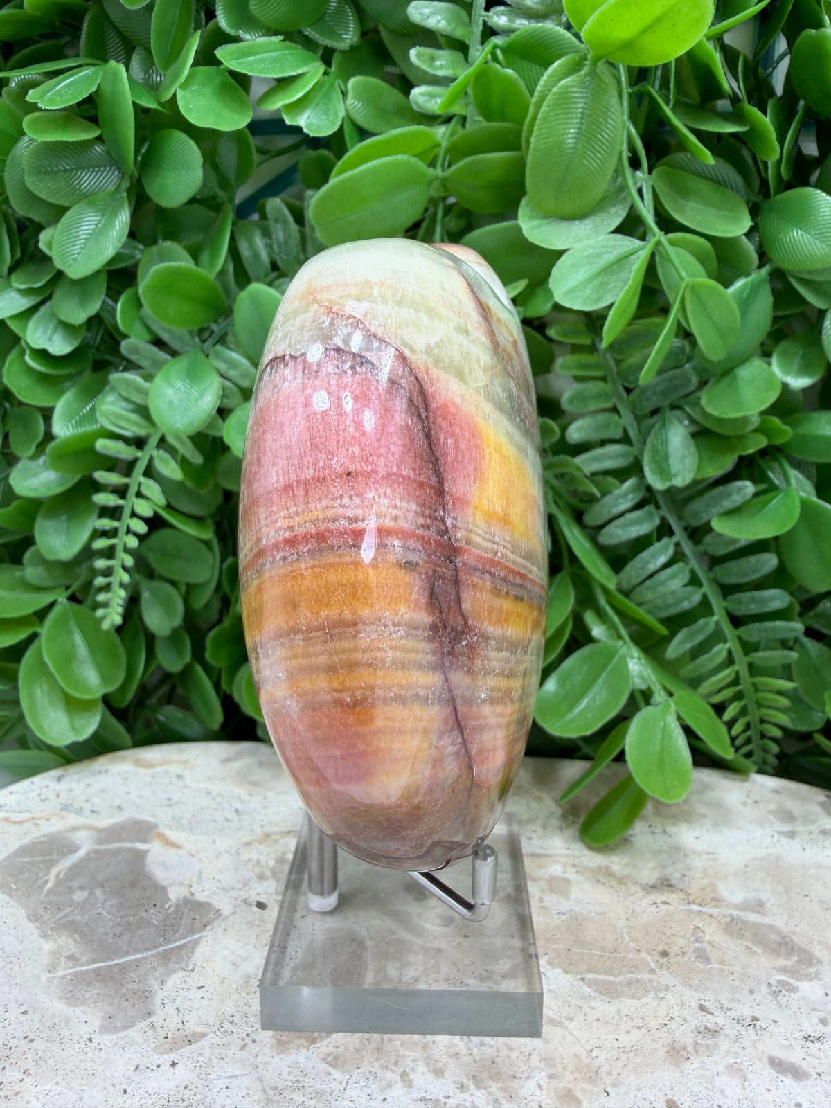 Peach Banded Calcite Heart | Positivity • Comfort • Harmony