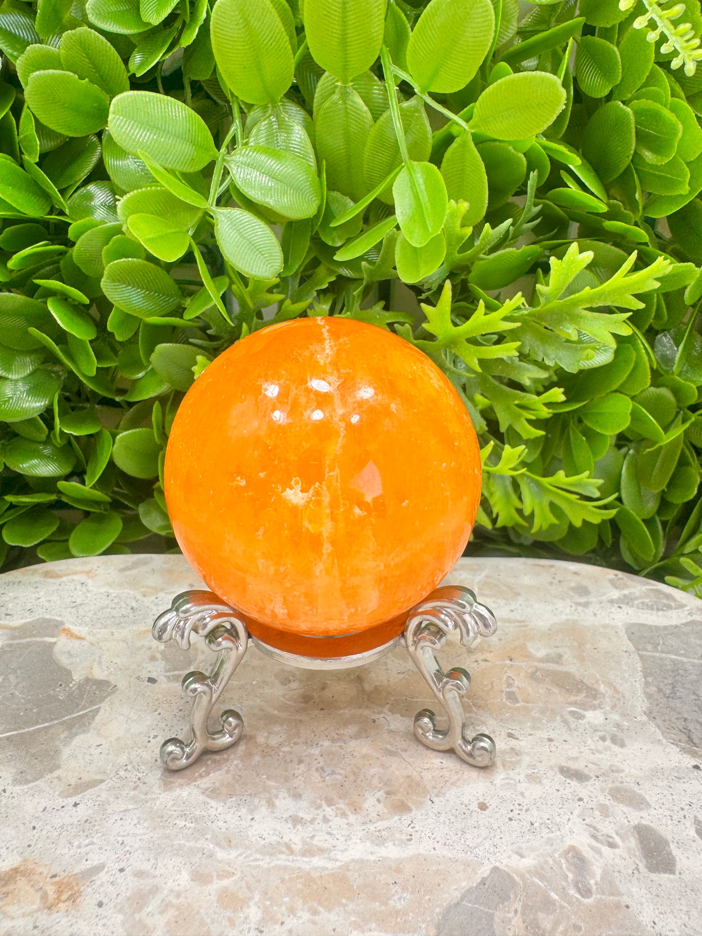 Crystalized Orange Calcite Sphere 398g