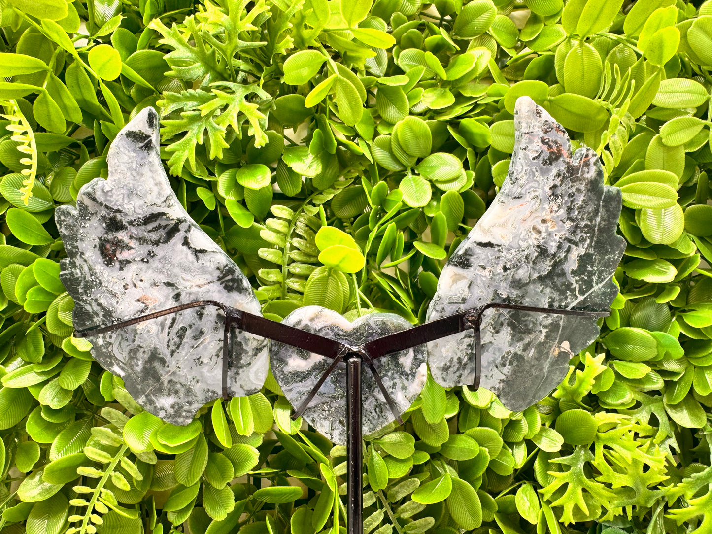 Moss Agate Heart Wings 426g