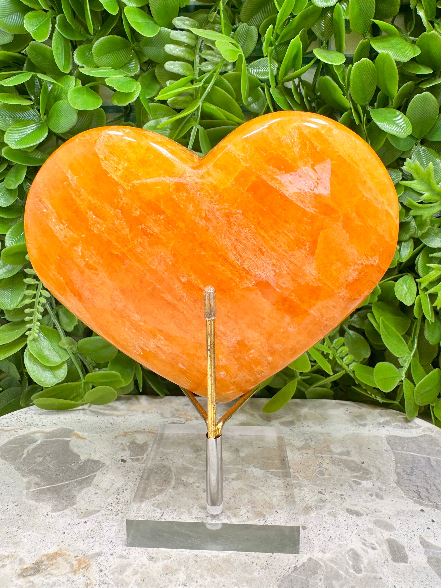 Crystallised Orange Calcite Heart 1068g