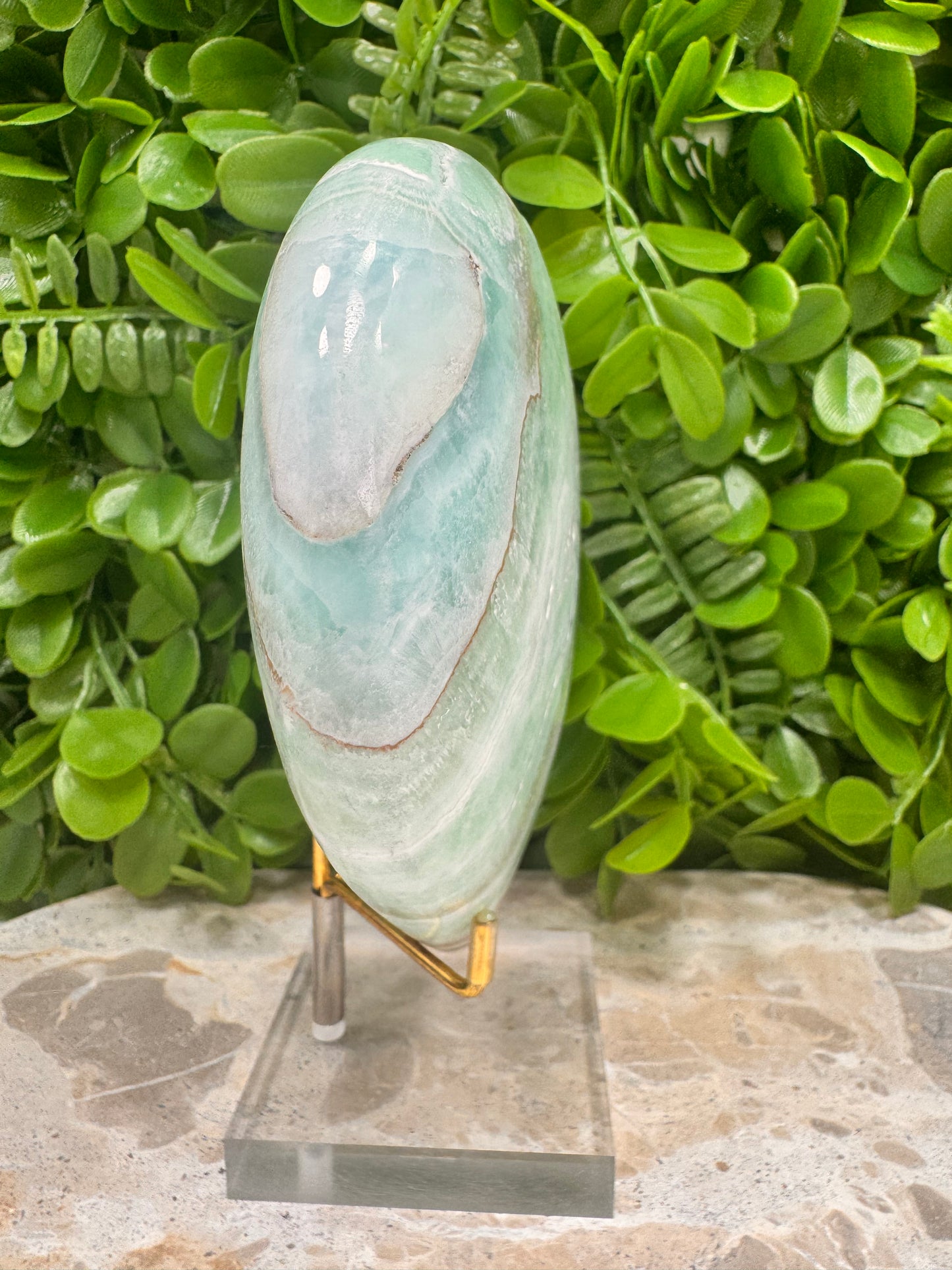 Blue Caribbean Calcite Heart 1086g