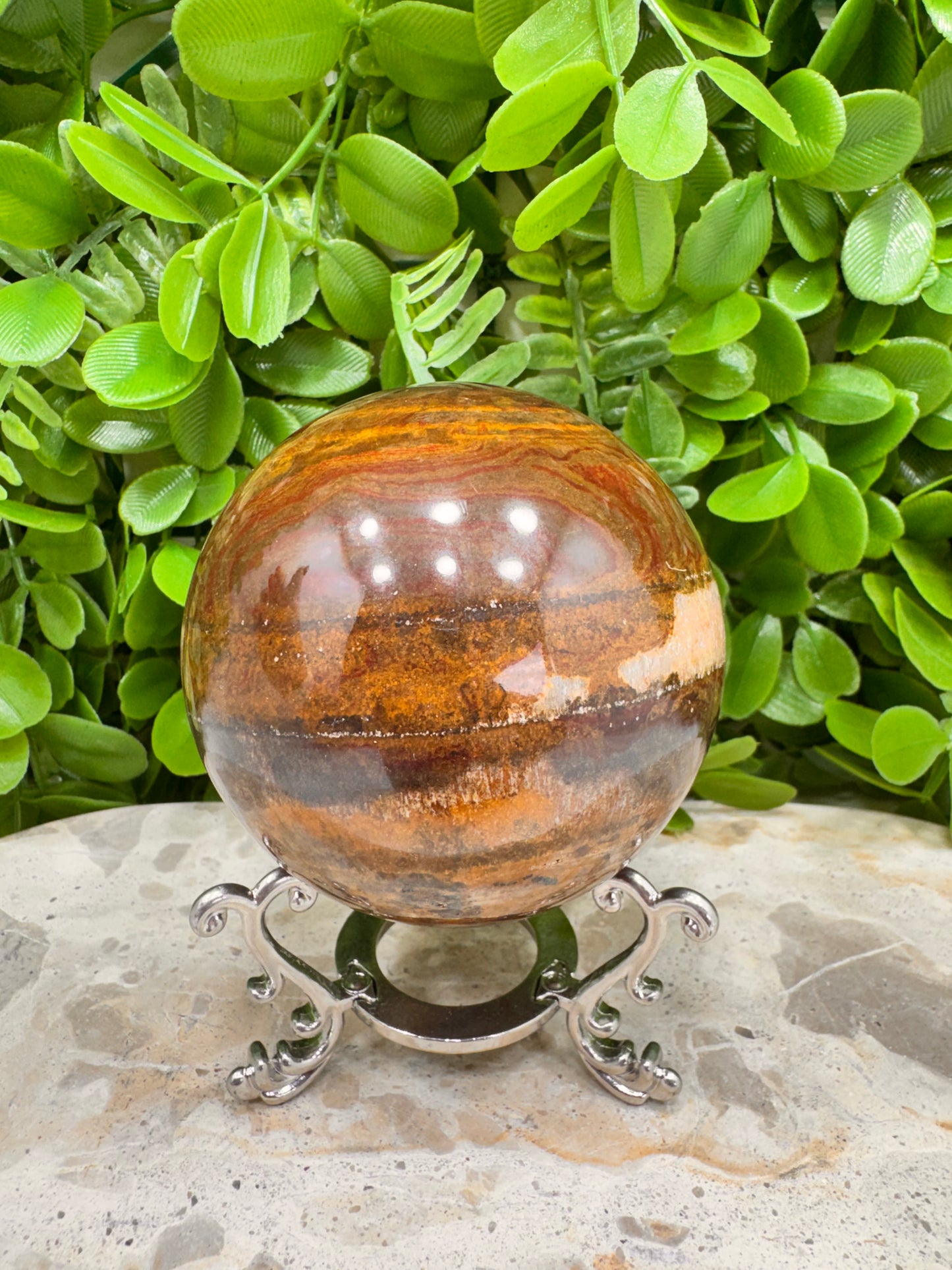 Peach Banded Calcite Spheres 568g