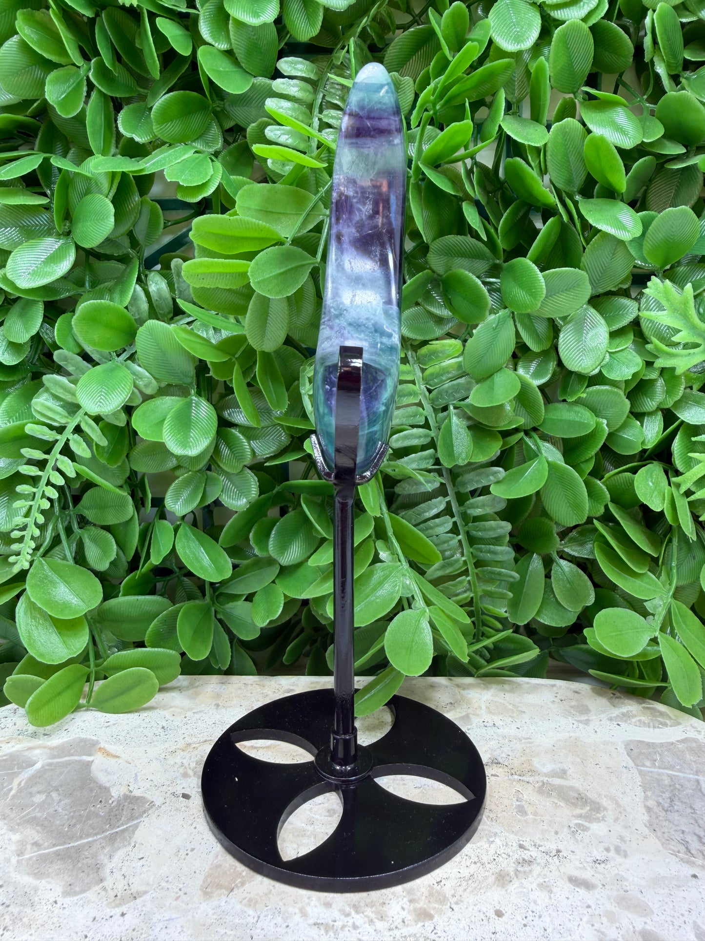 Fluorite Moon with Stand 306g