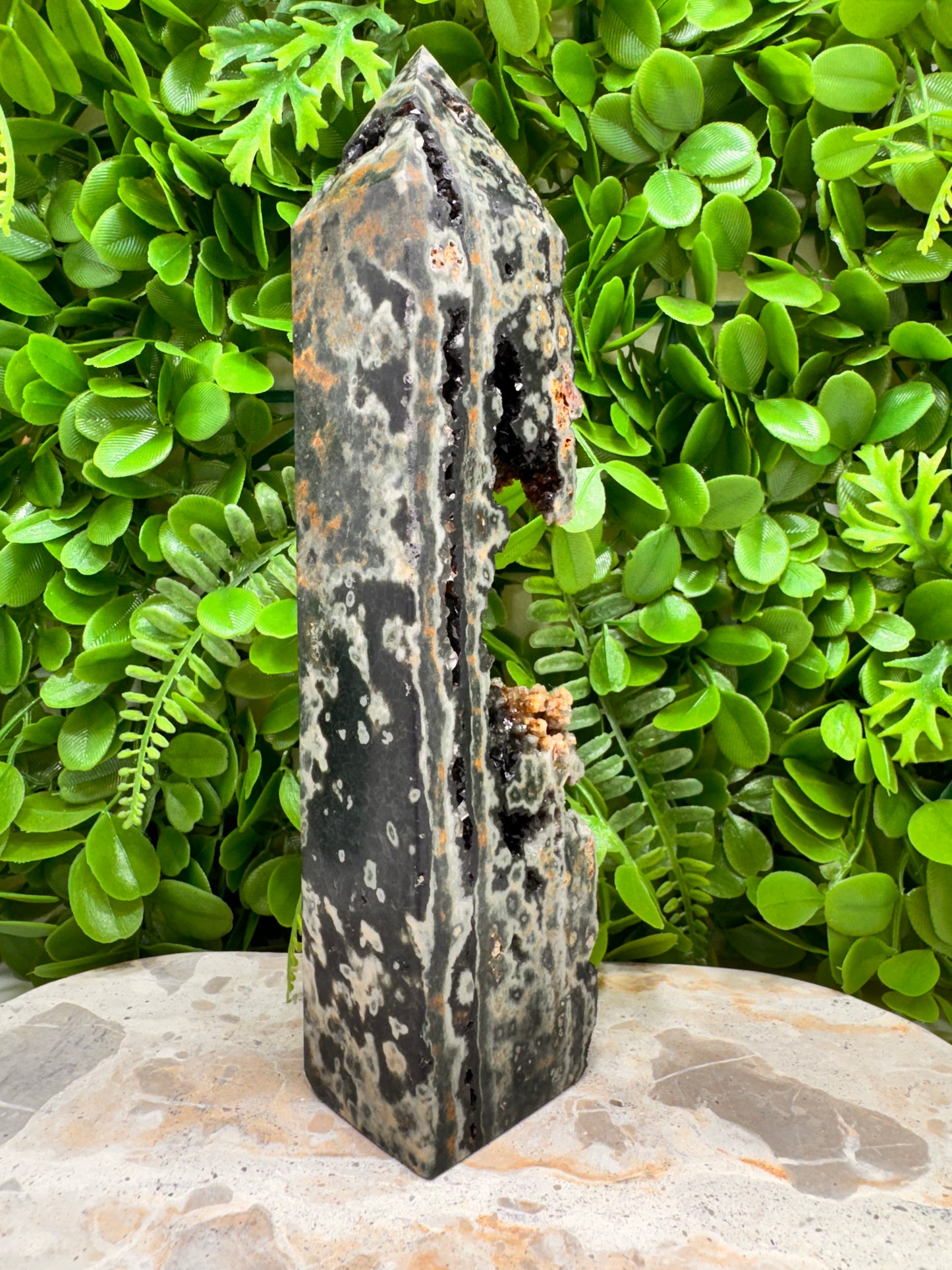 Bubble Ocean Jasper Druzy Tower Freeform 930g