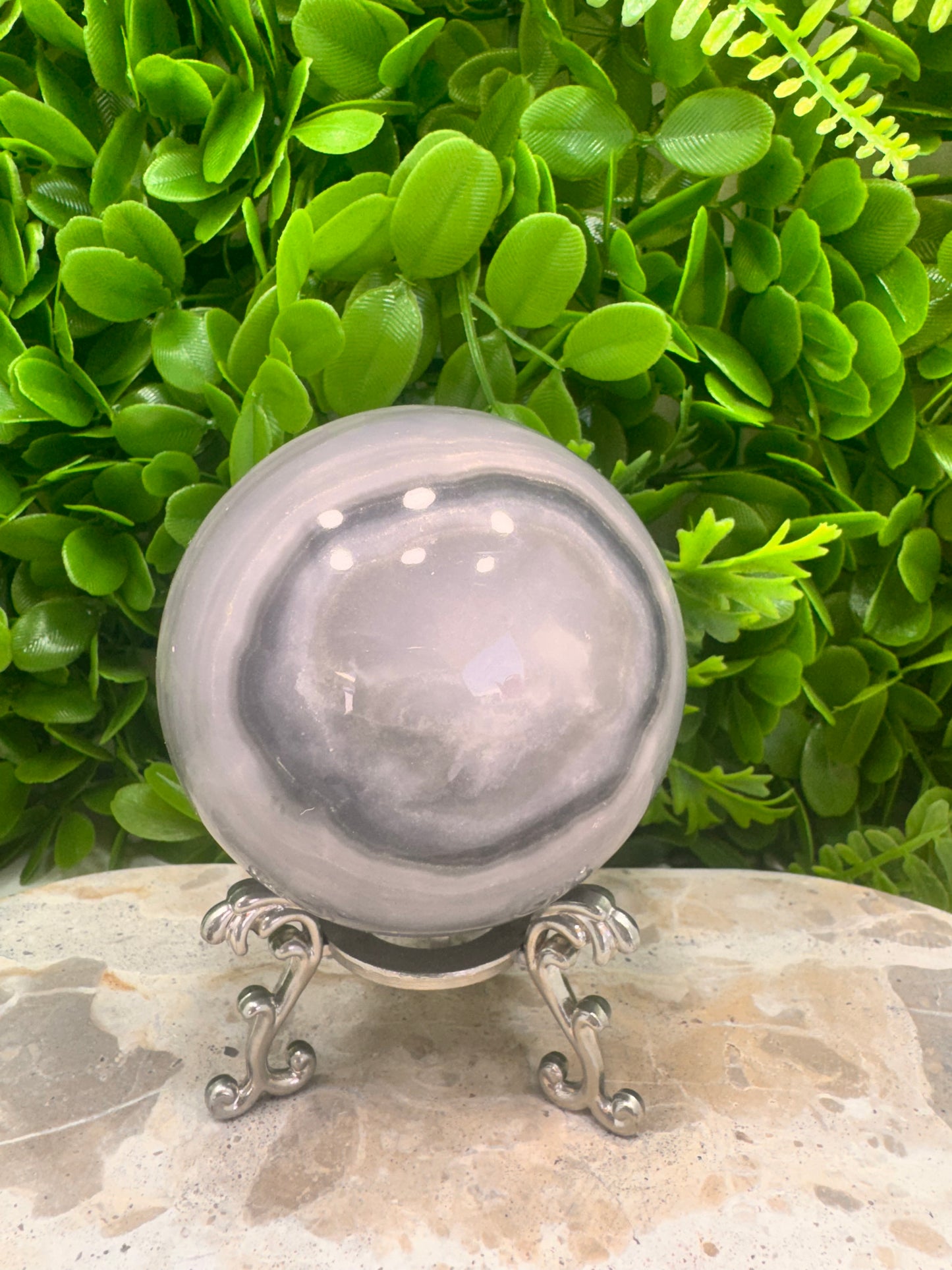 Black and White Banded Onyx Sphere 848g