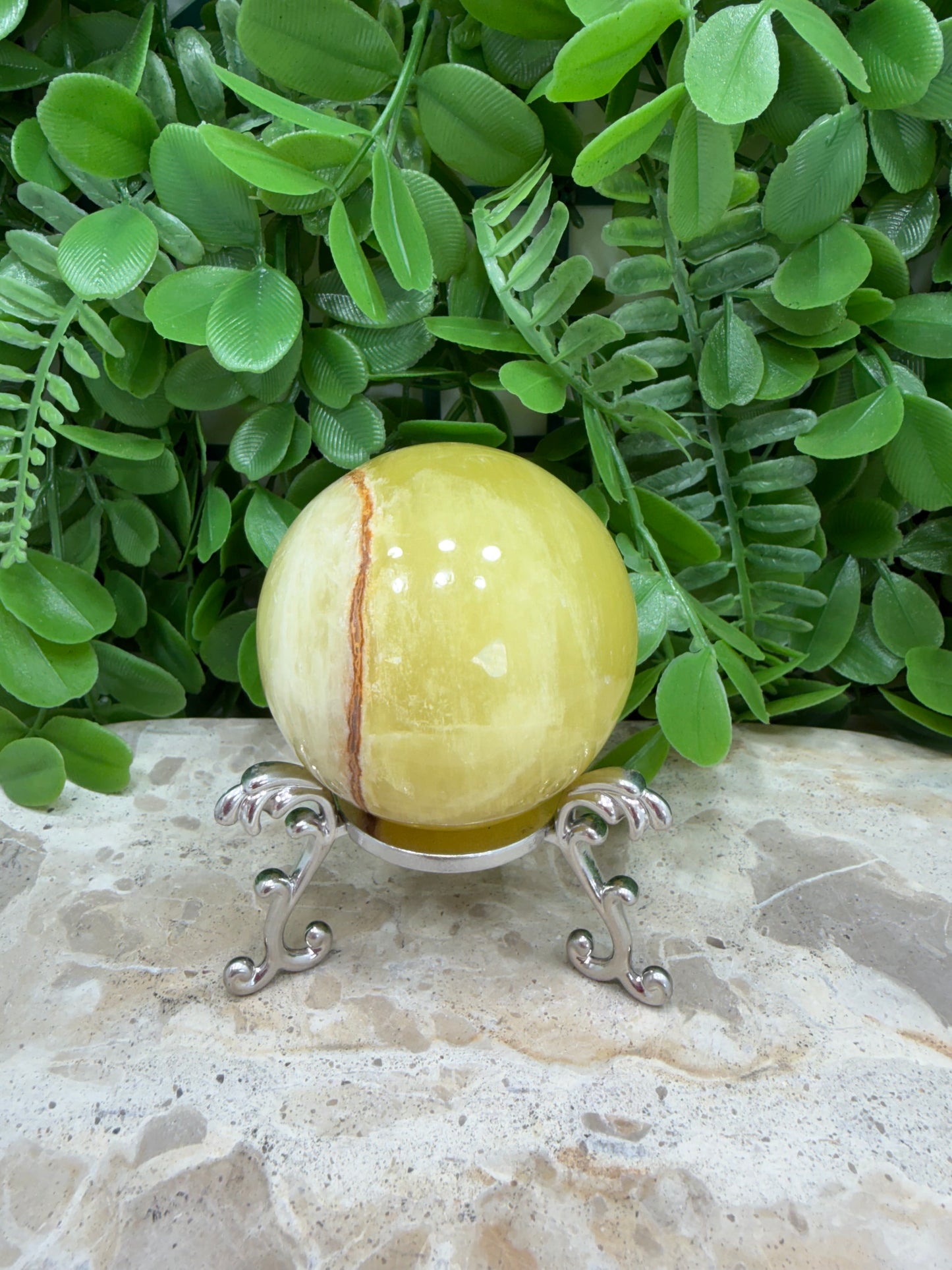 Lemon Banded Calcite Sphere 300g