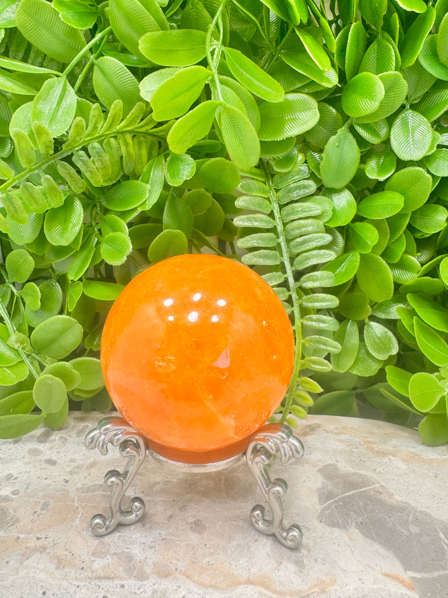Crystalized Orange Calcite Sphere 374g