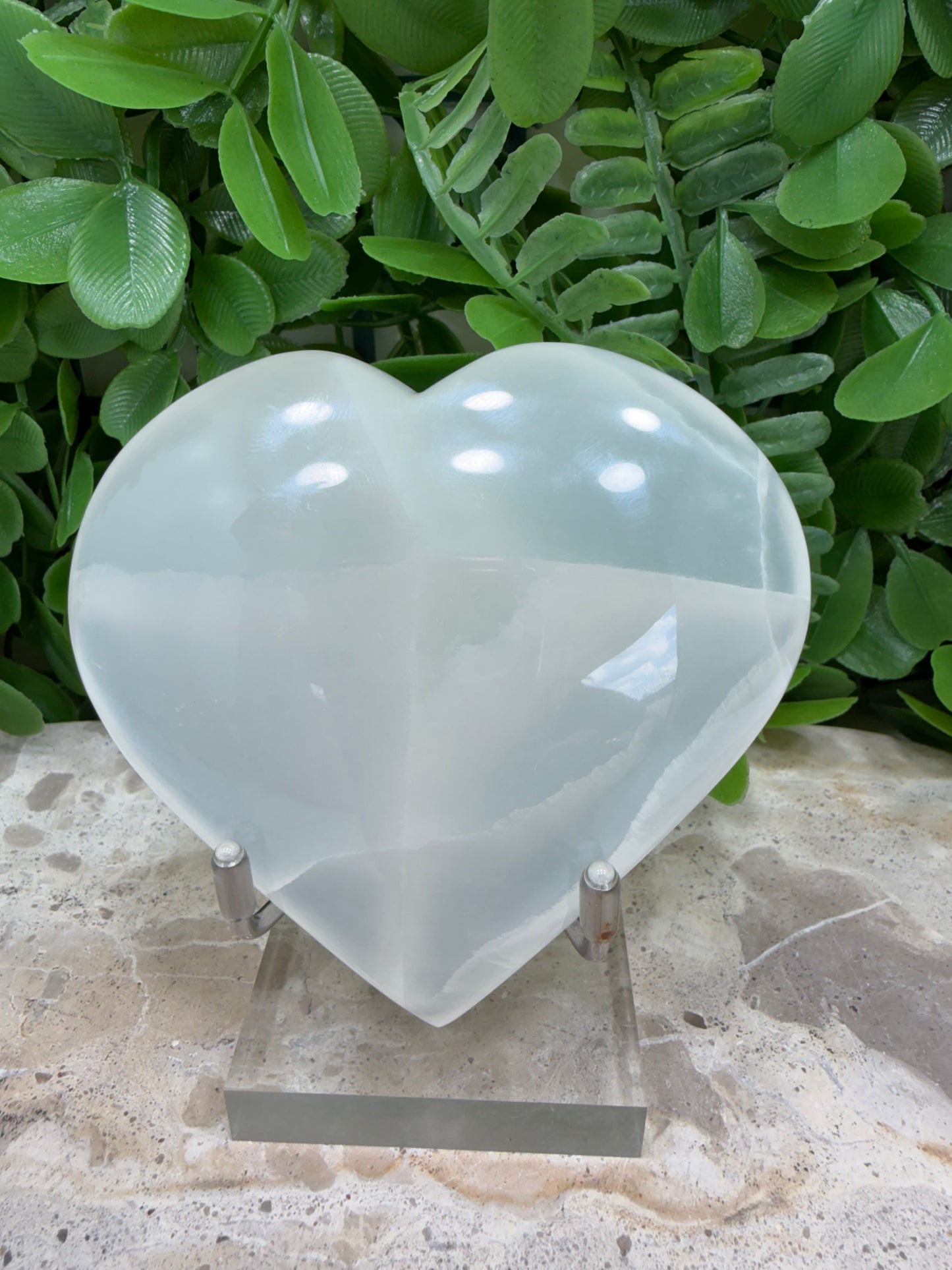 Silky White Calcite Heart 218g